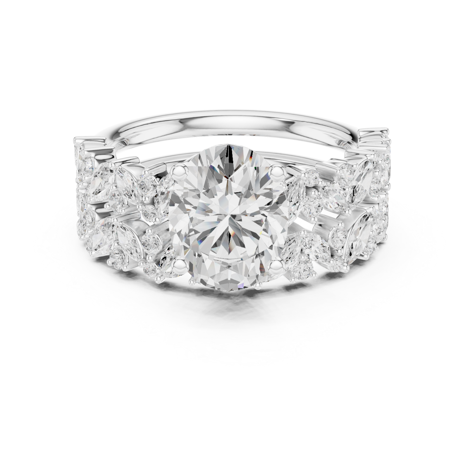  White Gold Regalia Blossom Statement Ring Front View