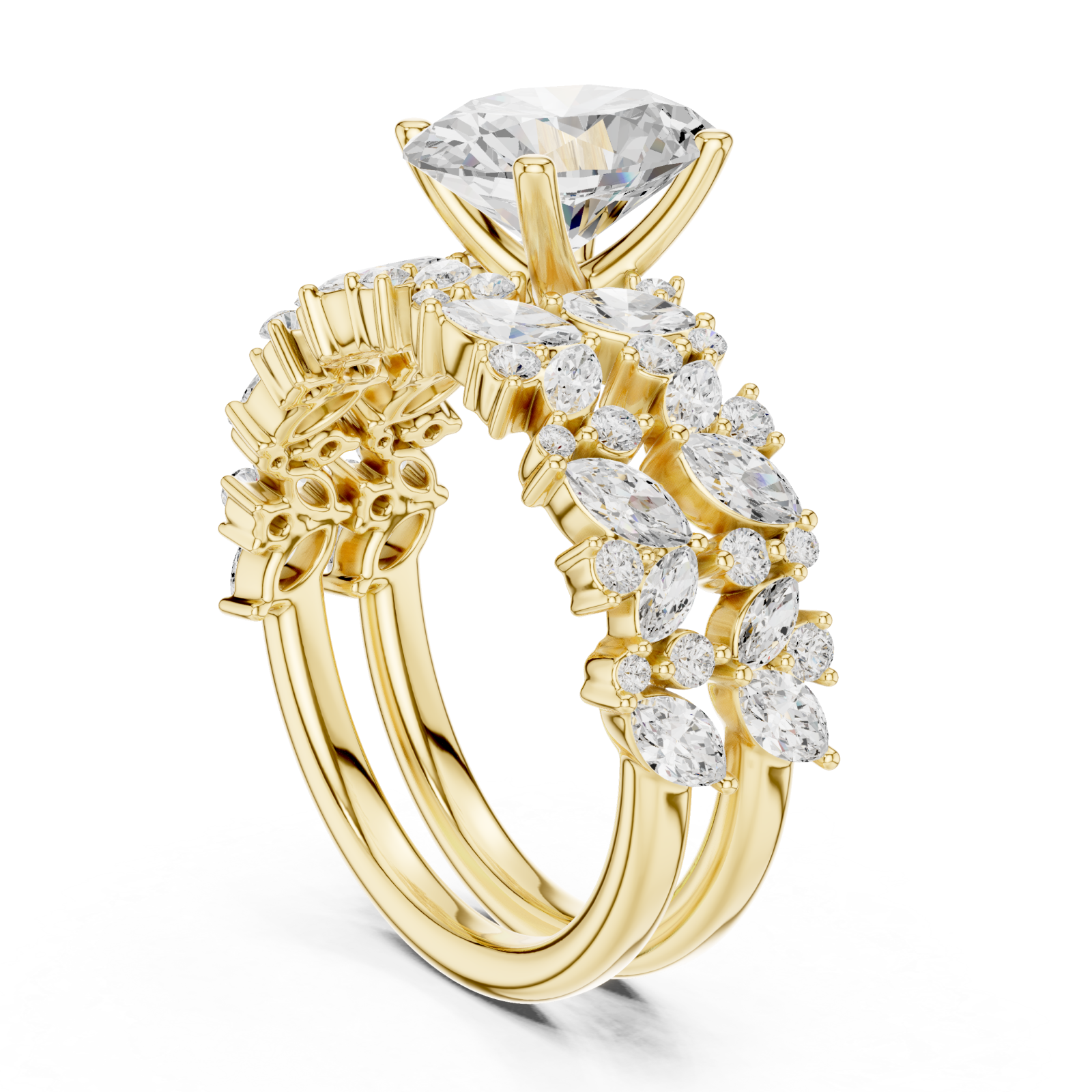 Gold Regalia Blossom Statement Ring Left View