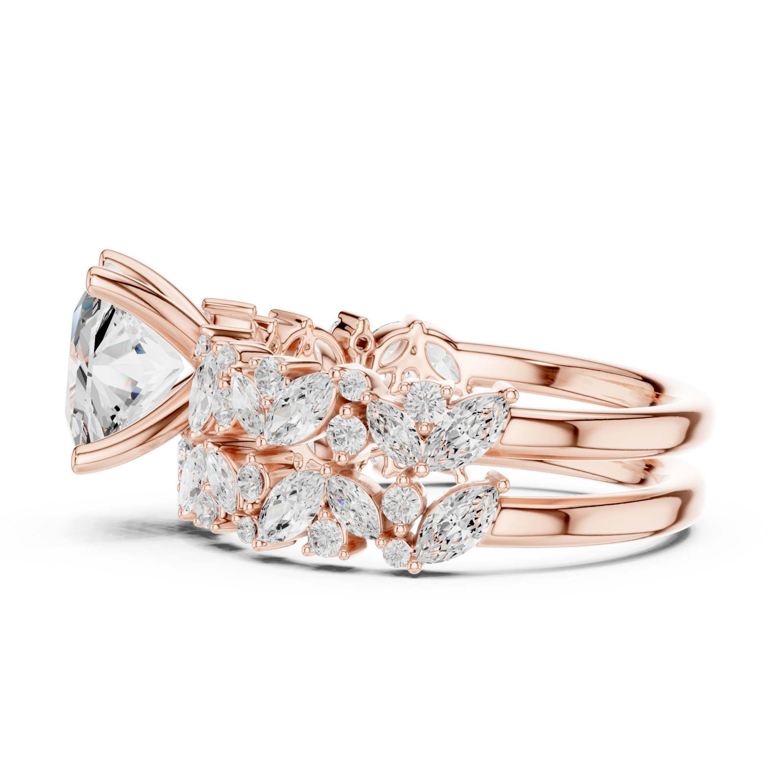 Rose Gold Majestic Lattice Crown Ring Side View