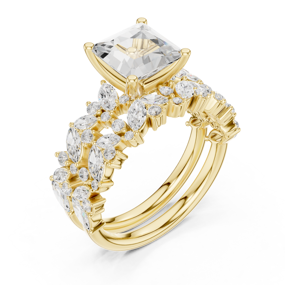 Gold Majestic Lattice Crown Ring Right View