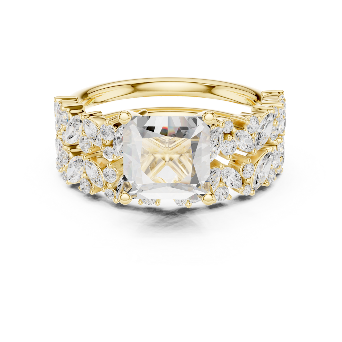 Gold Majestic Lattice Crown Ring Right View