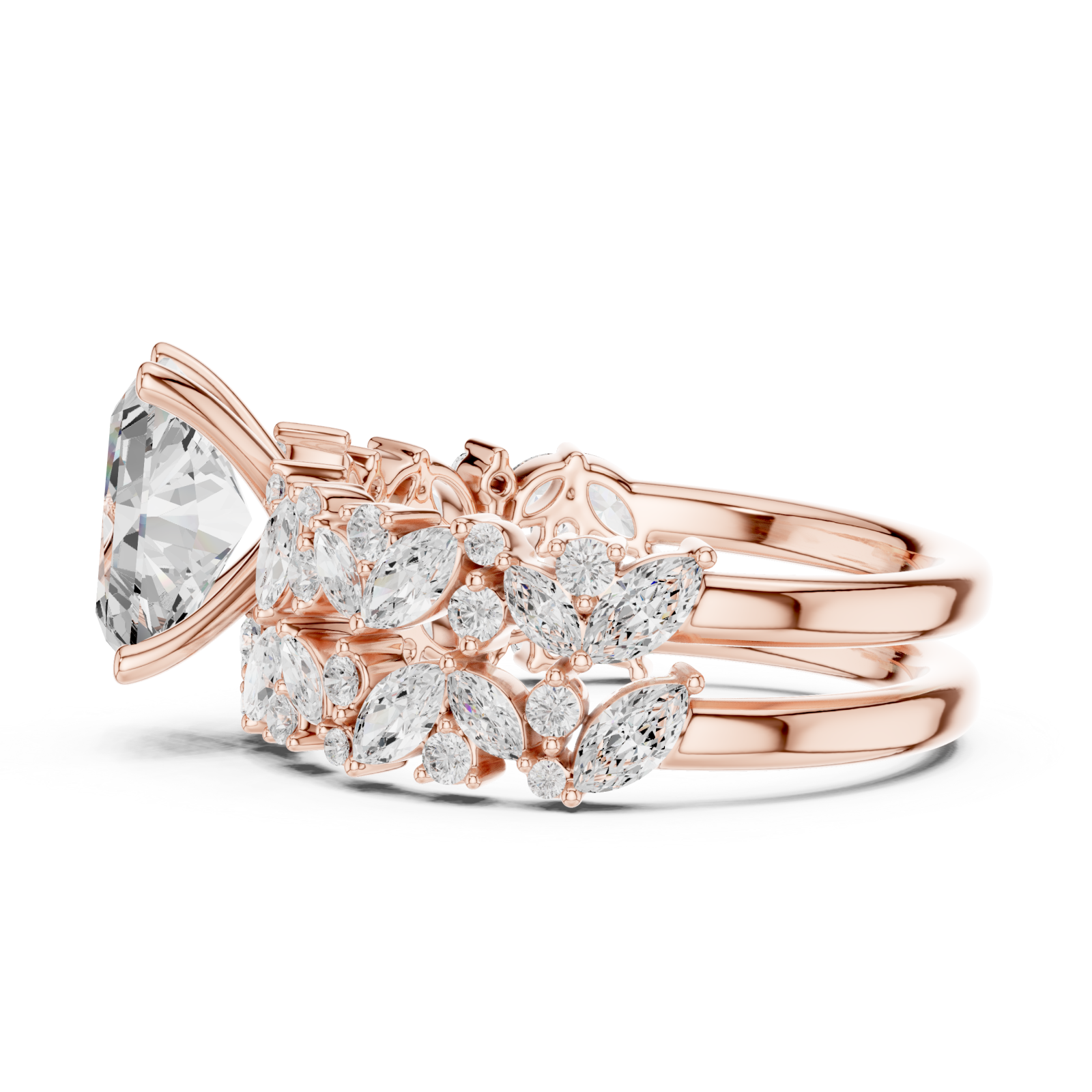  Rose Gold Twilight Lace Halo Ring Side View