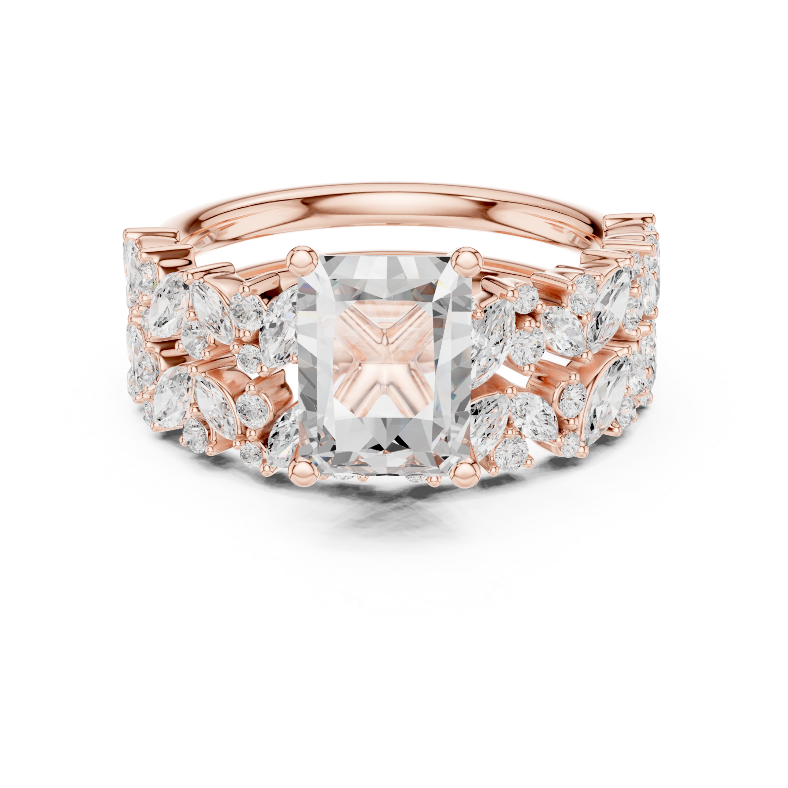 Rose Gold Twilight Lace Halo Ring Front View