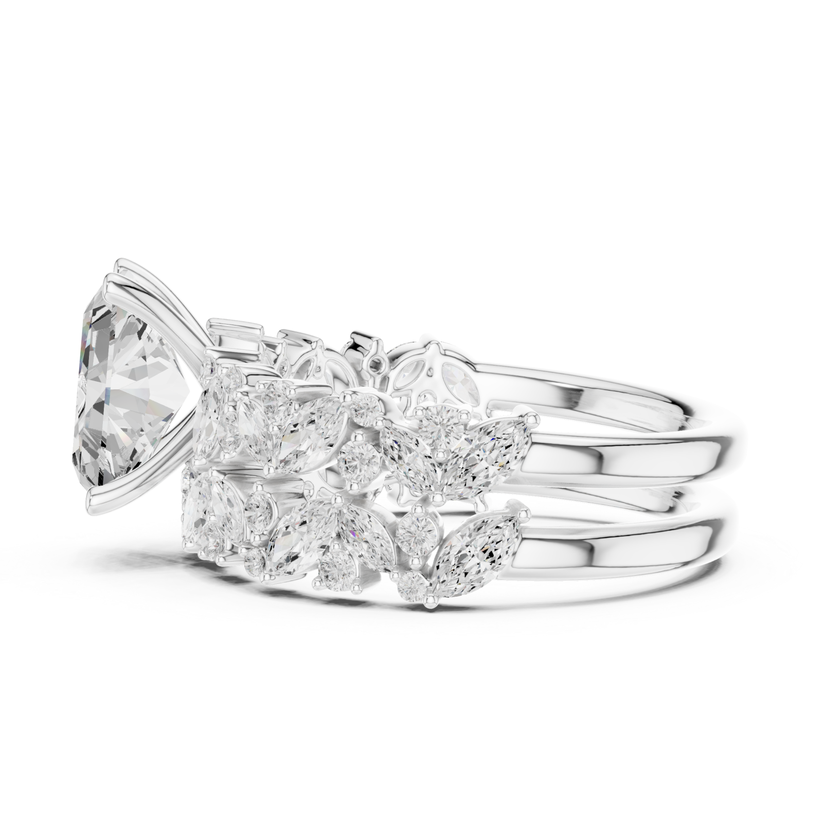  White Gold Twilight Lace Halo Ring Side View