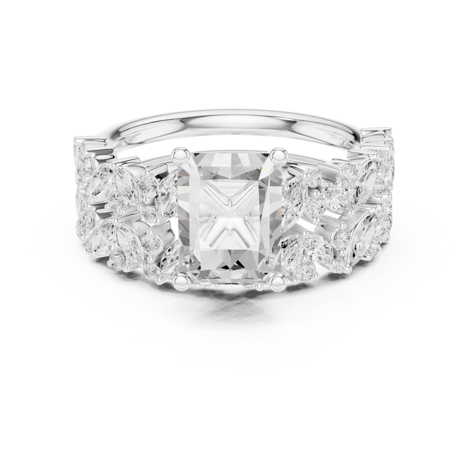  White Gold Twilight Lace Halo Ring Front View