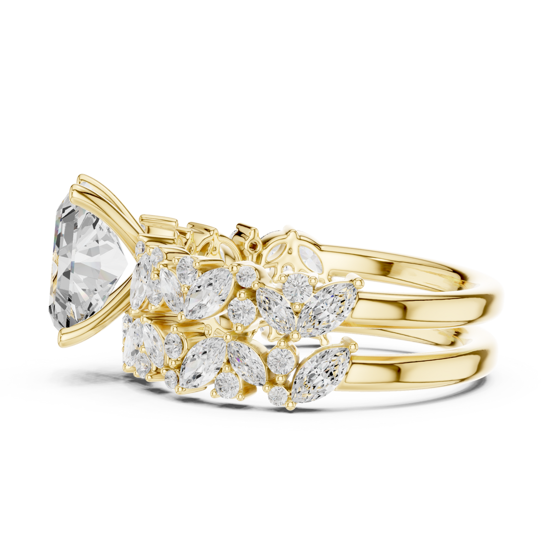  Gold Twilight Lace Halo Ring Front View