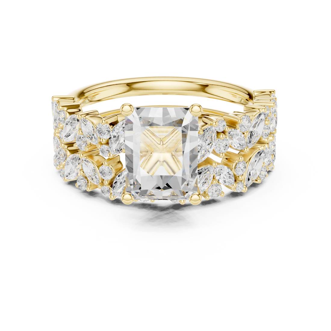  Gold Twilight Lace Halo Ring Front View