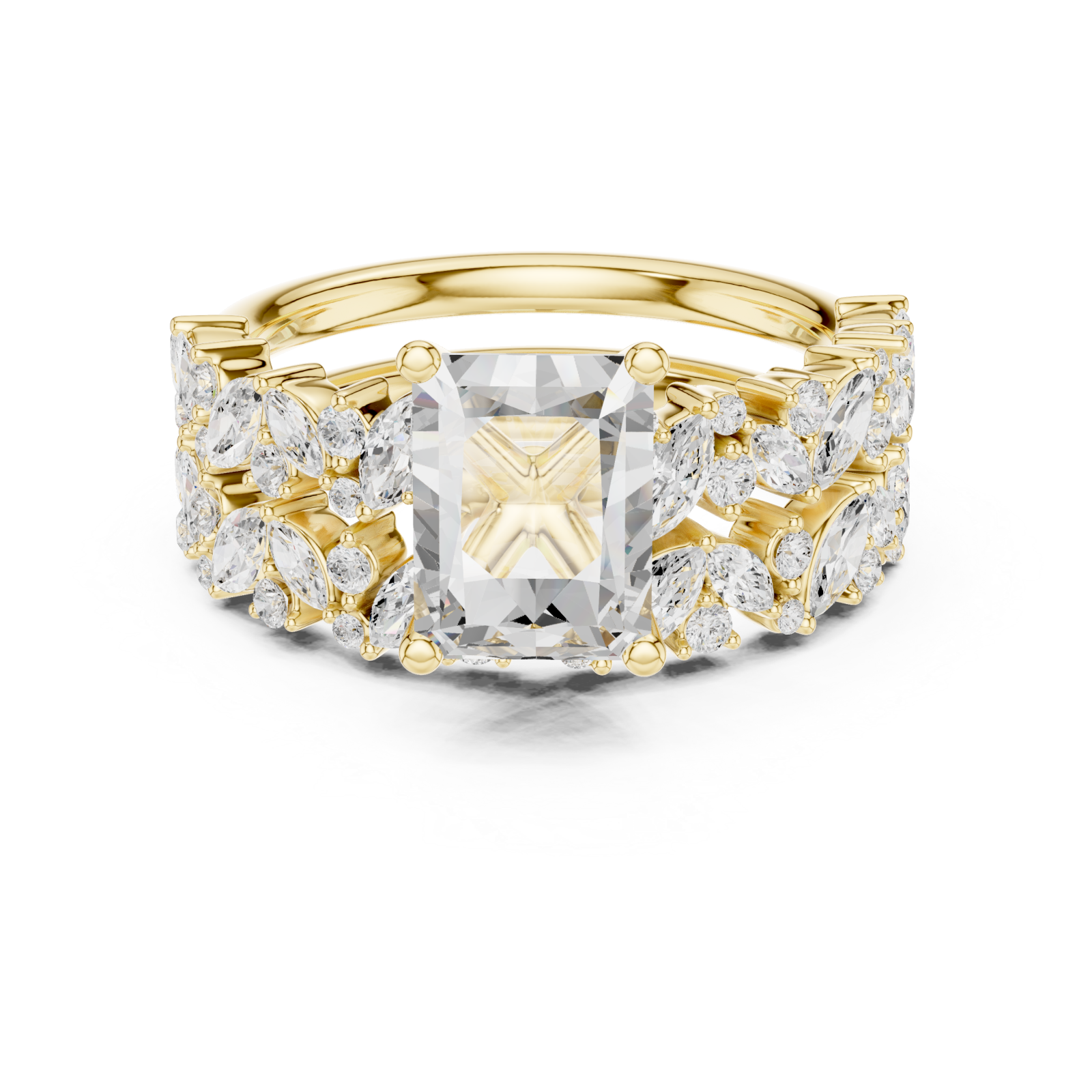  Gold Twilight Lace Halo Ring Front View