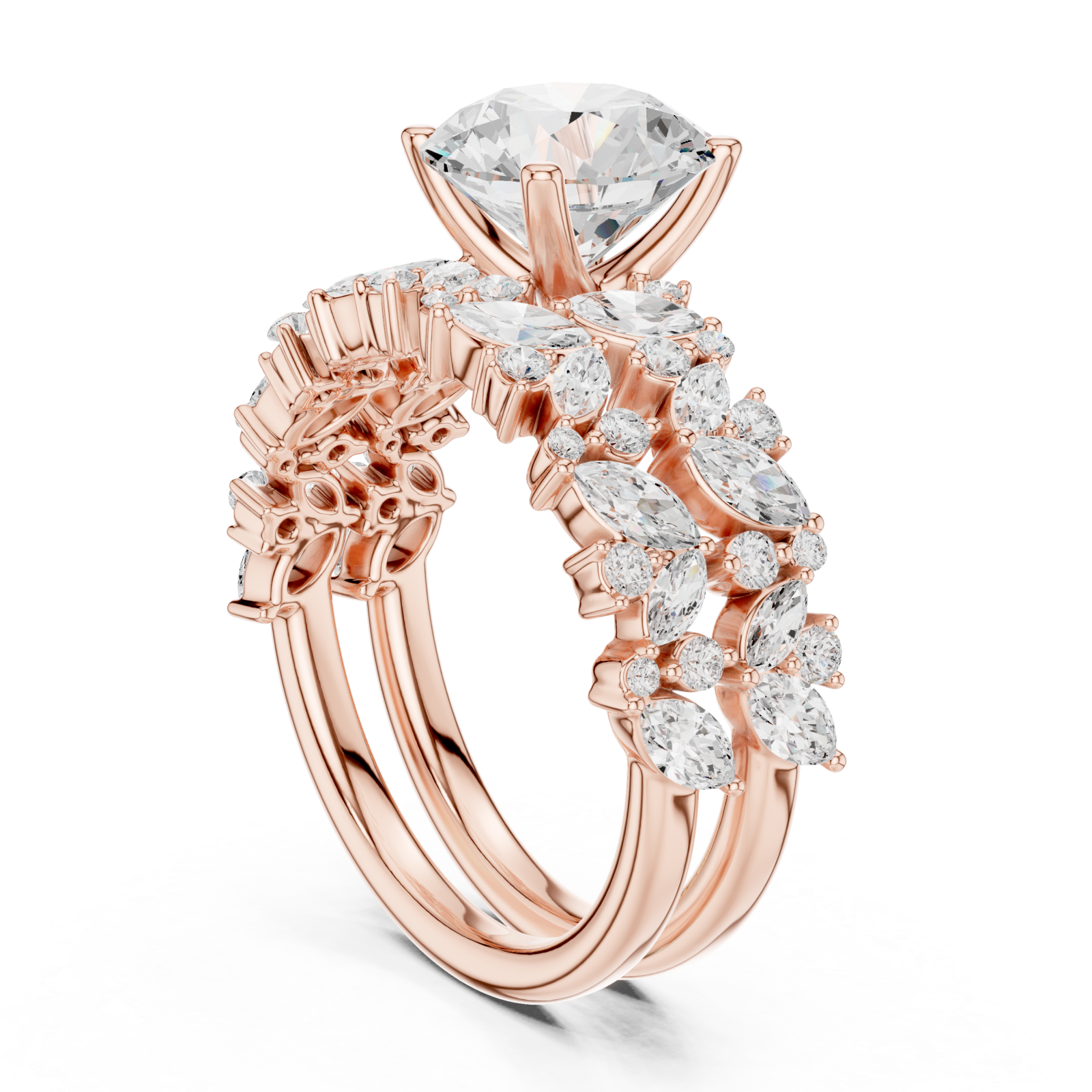  Rose Gold Radiant Ascend Wedding Ring Left View