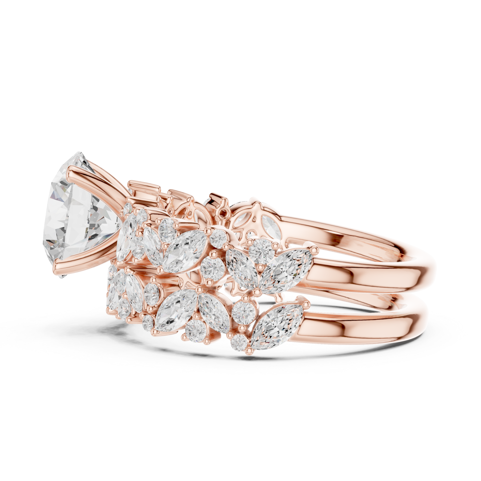 Rose Gold Radiant Ascend Wedding Ring Side View