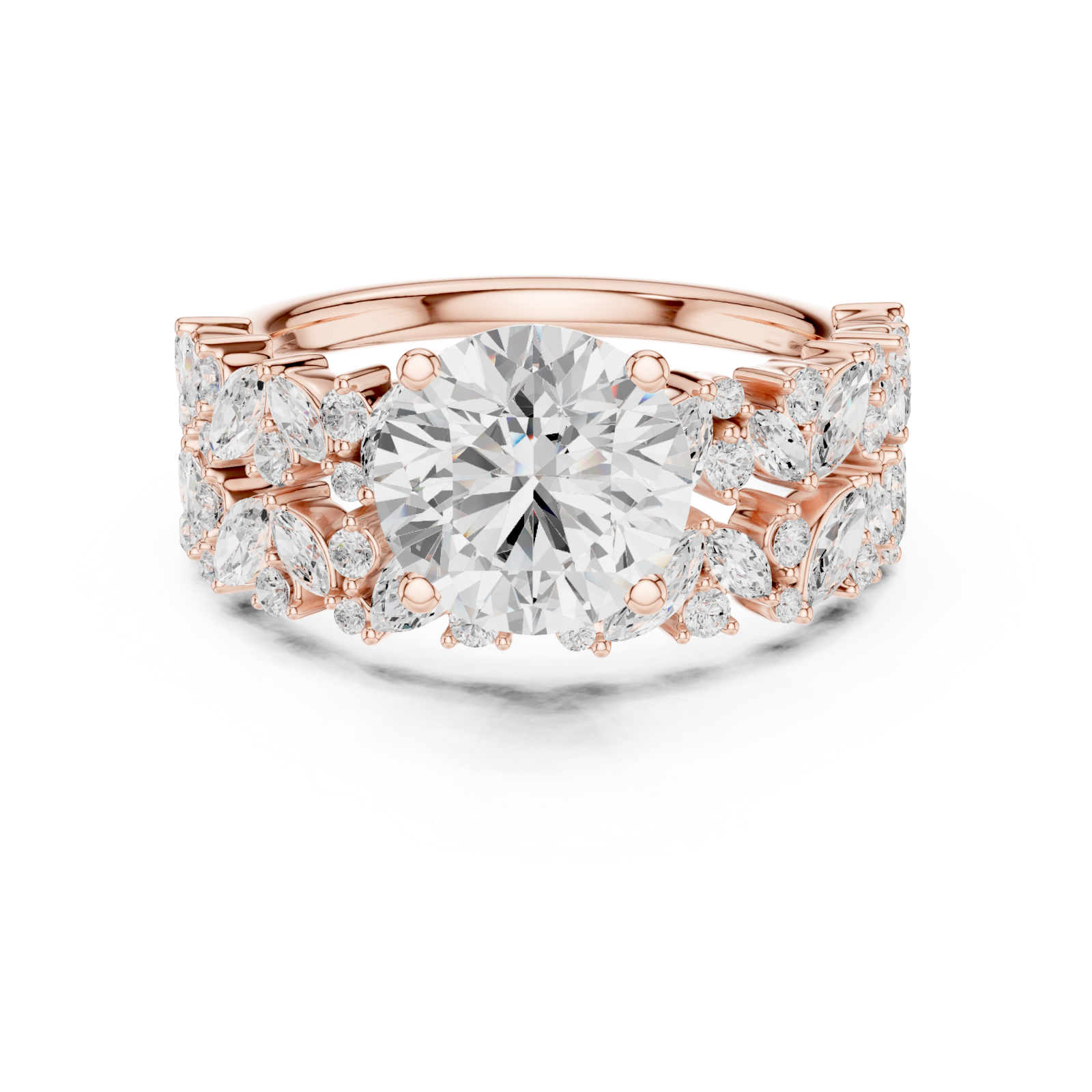  Rose Gold Radiant Ascend Wedding Ring Front View