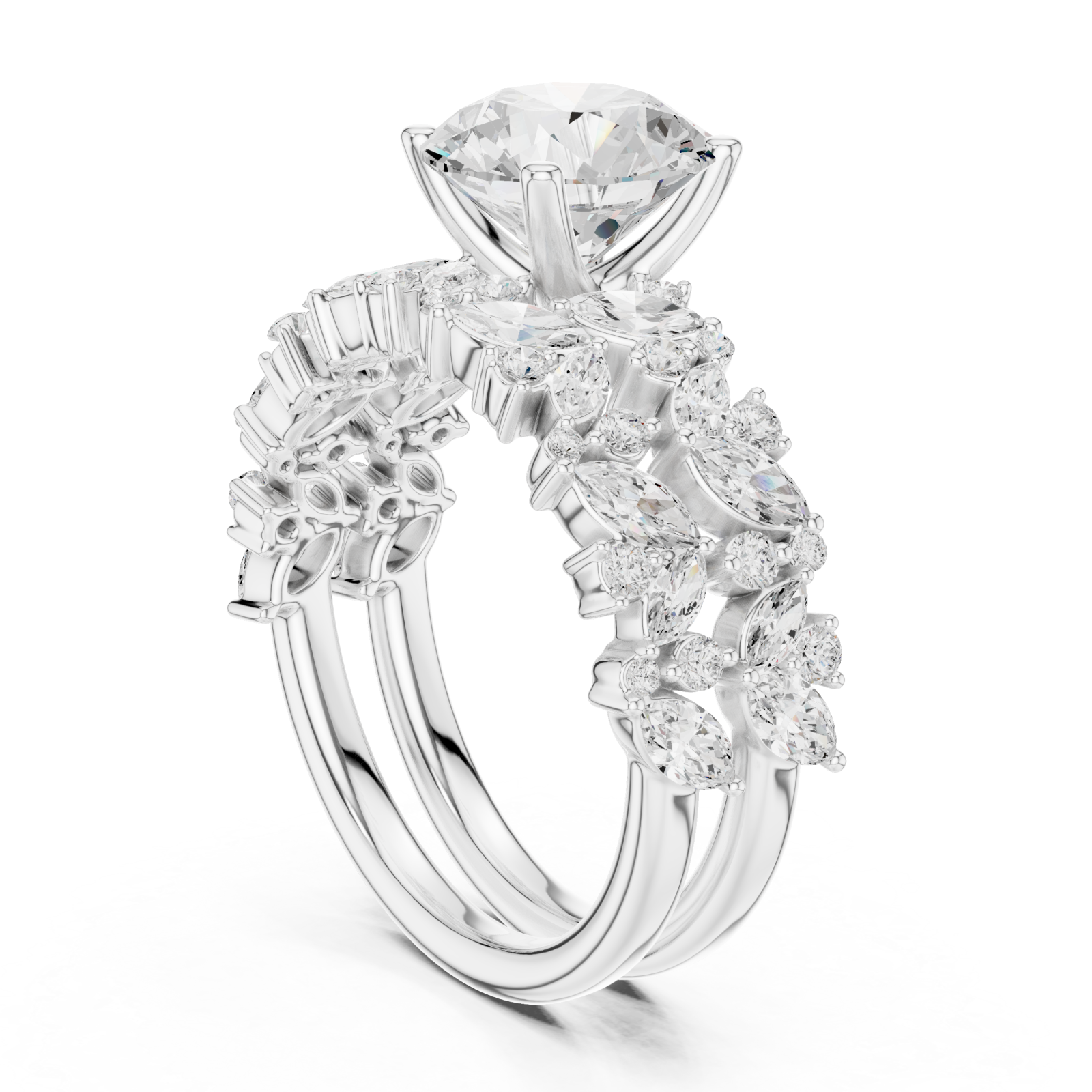  White Gold Radiant Ascend Wedding Ring Left View