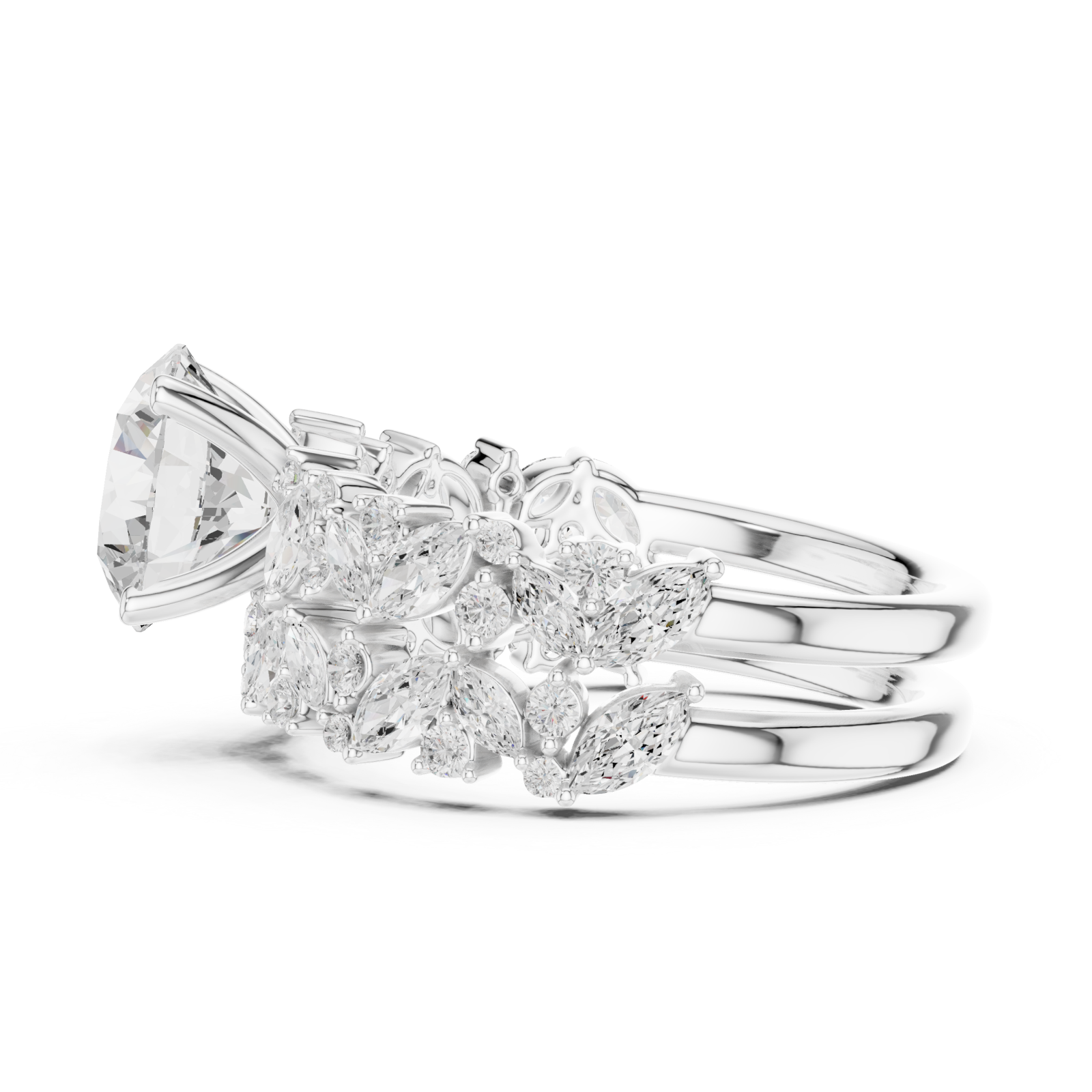 White Gold Radiant Ascend Wedding Ring Side View