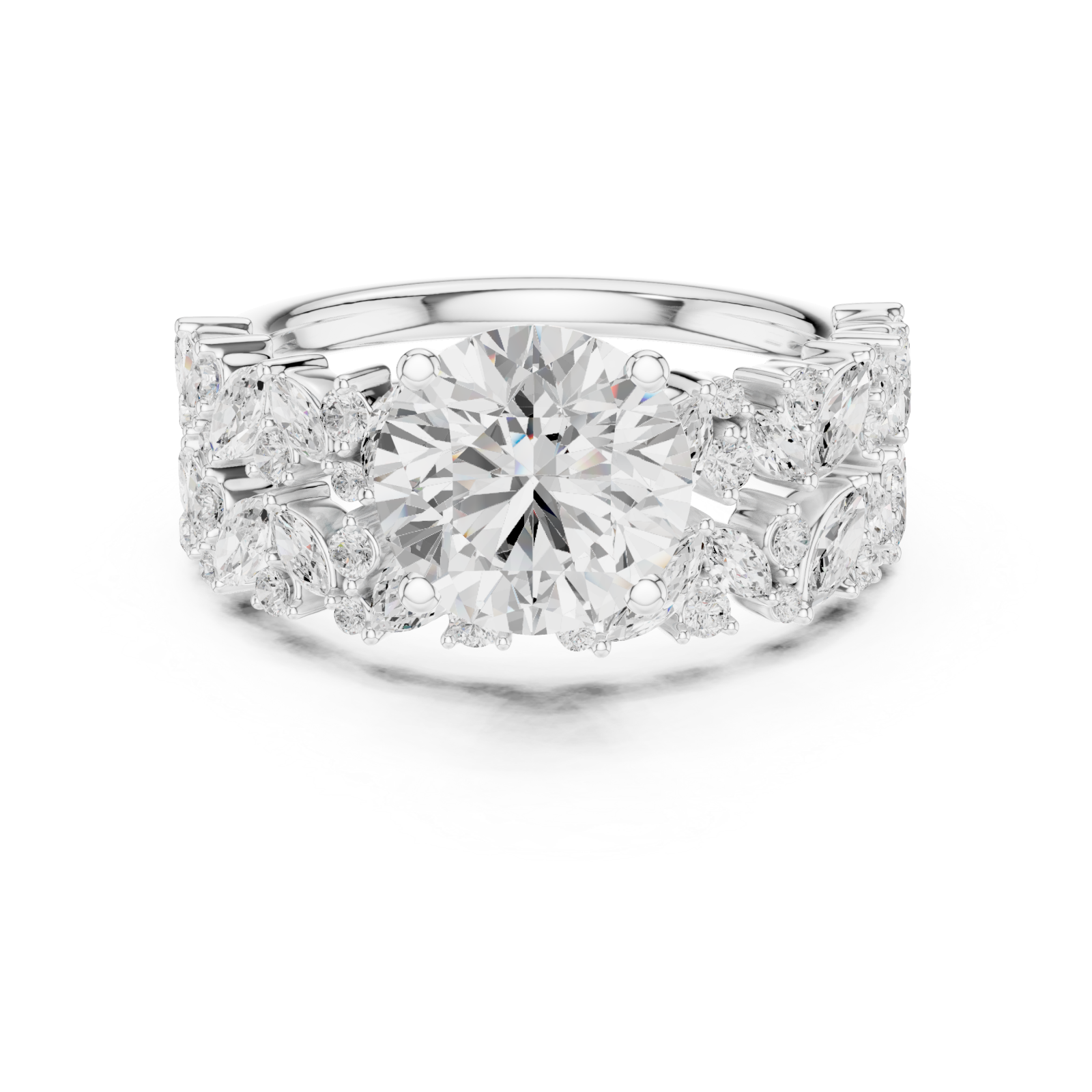  White Gold Radiant Ascend Wedding Ring Front View