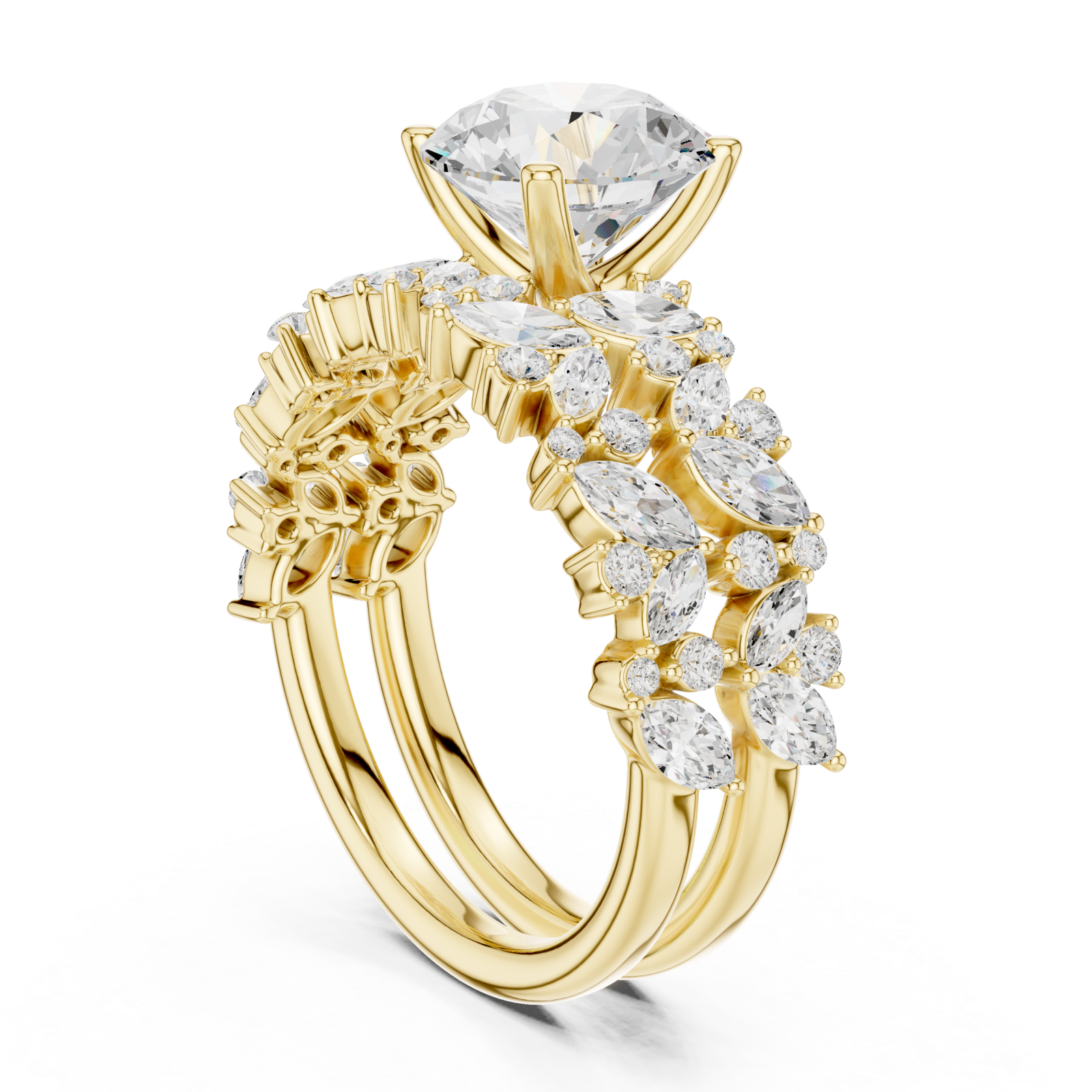  Gold Radiant Ascend Wedding Ring Left View