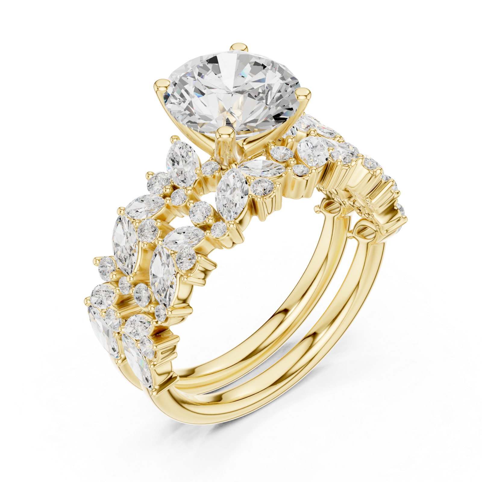 Gold Radiant Ascend Wedding Ring Right View
