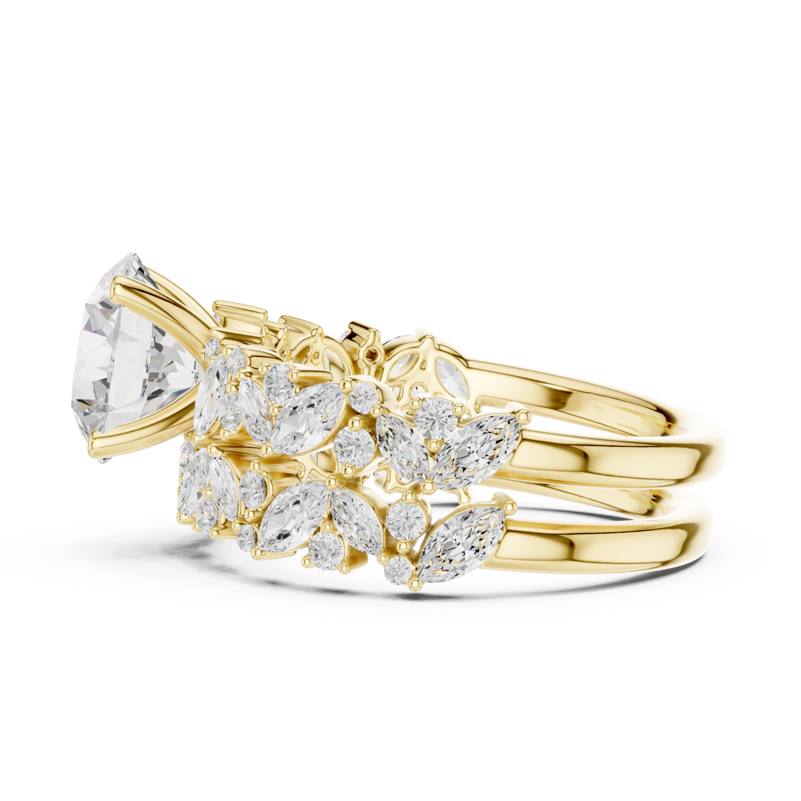  Gold Radiant Ascend Wedding Ring Side View