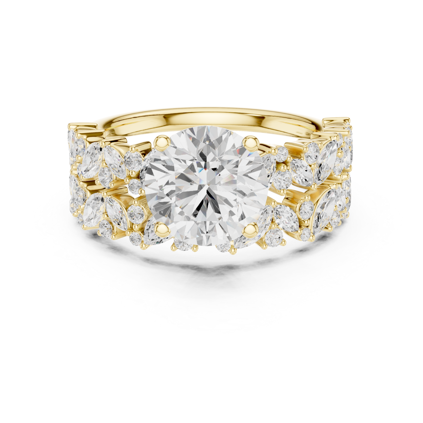  Gold Radiant Ascend Wedding Ring Front View