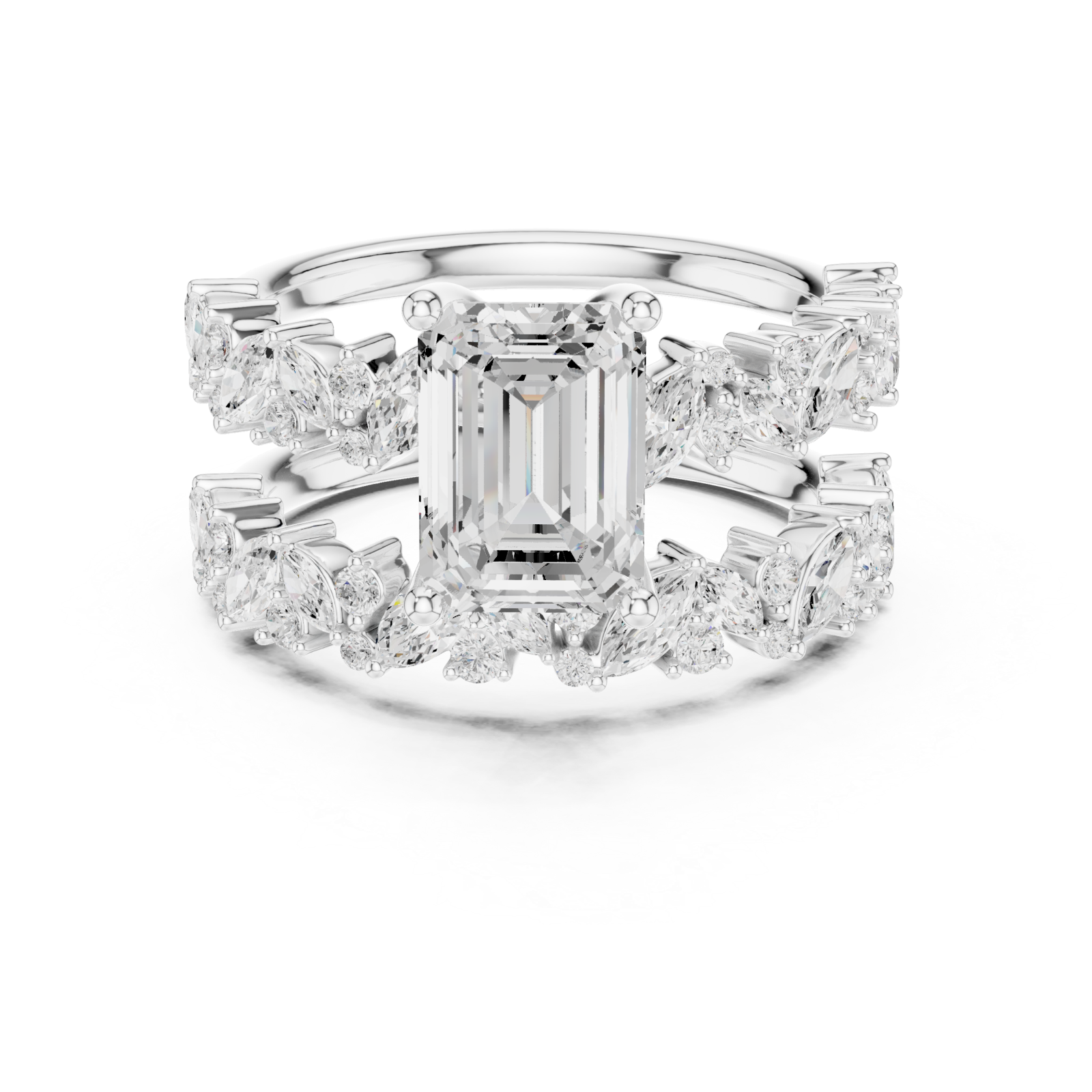  White Gold Twilight Blossom Regal Band Front View