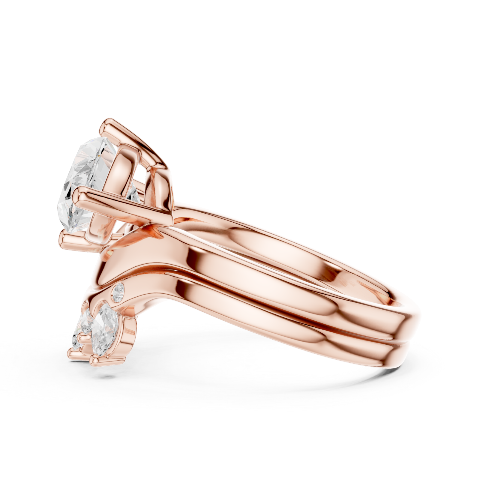  Rose Gold Elegance Arched Marquise Statement Ring Side View