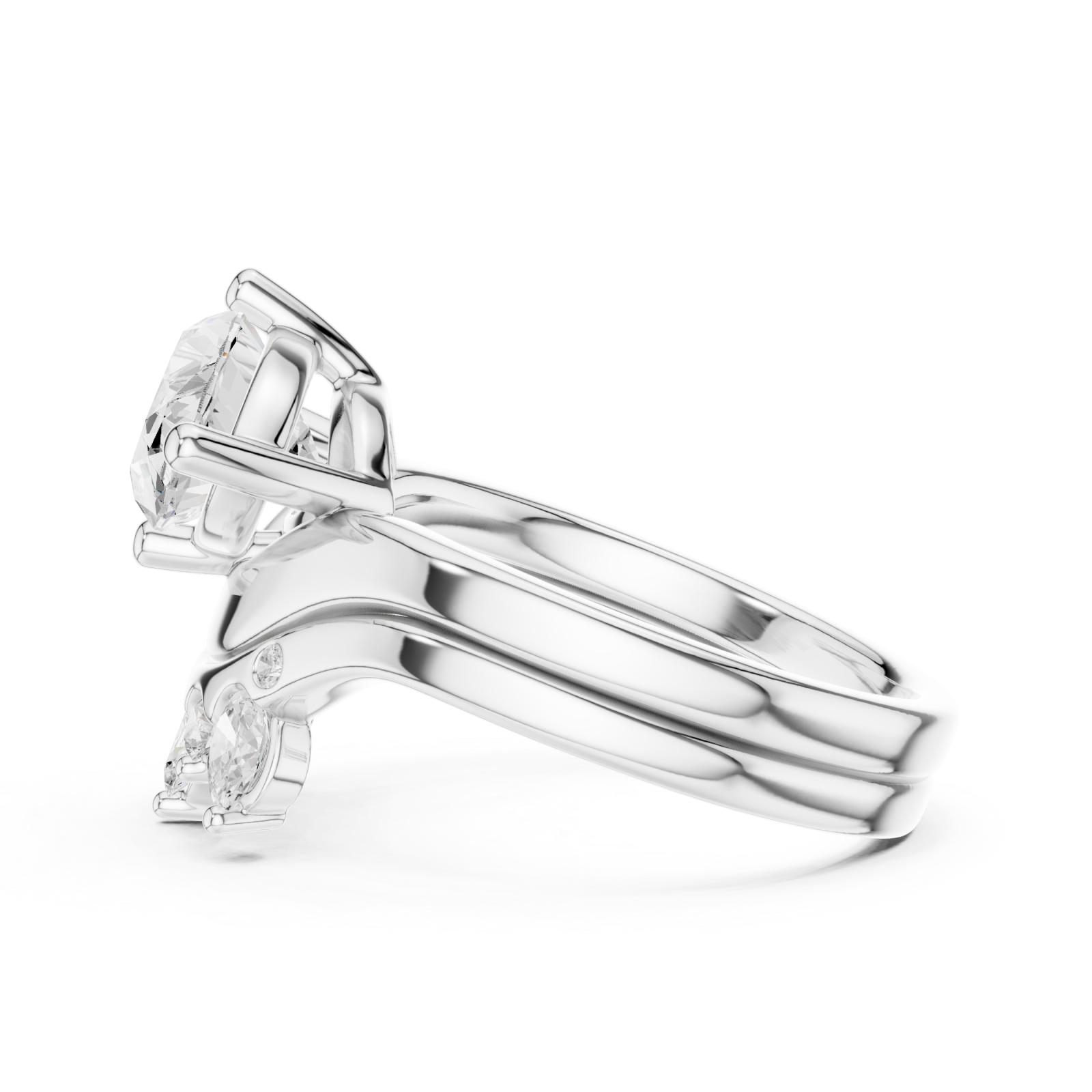  White Gold Elegance Arched Marquise Statement Ring Side View