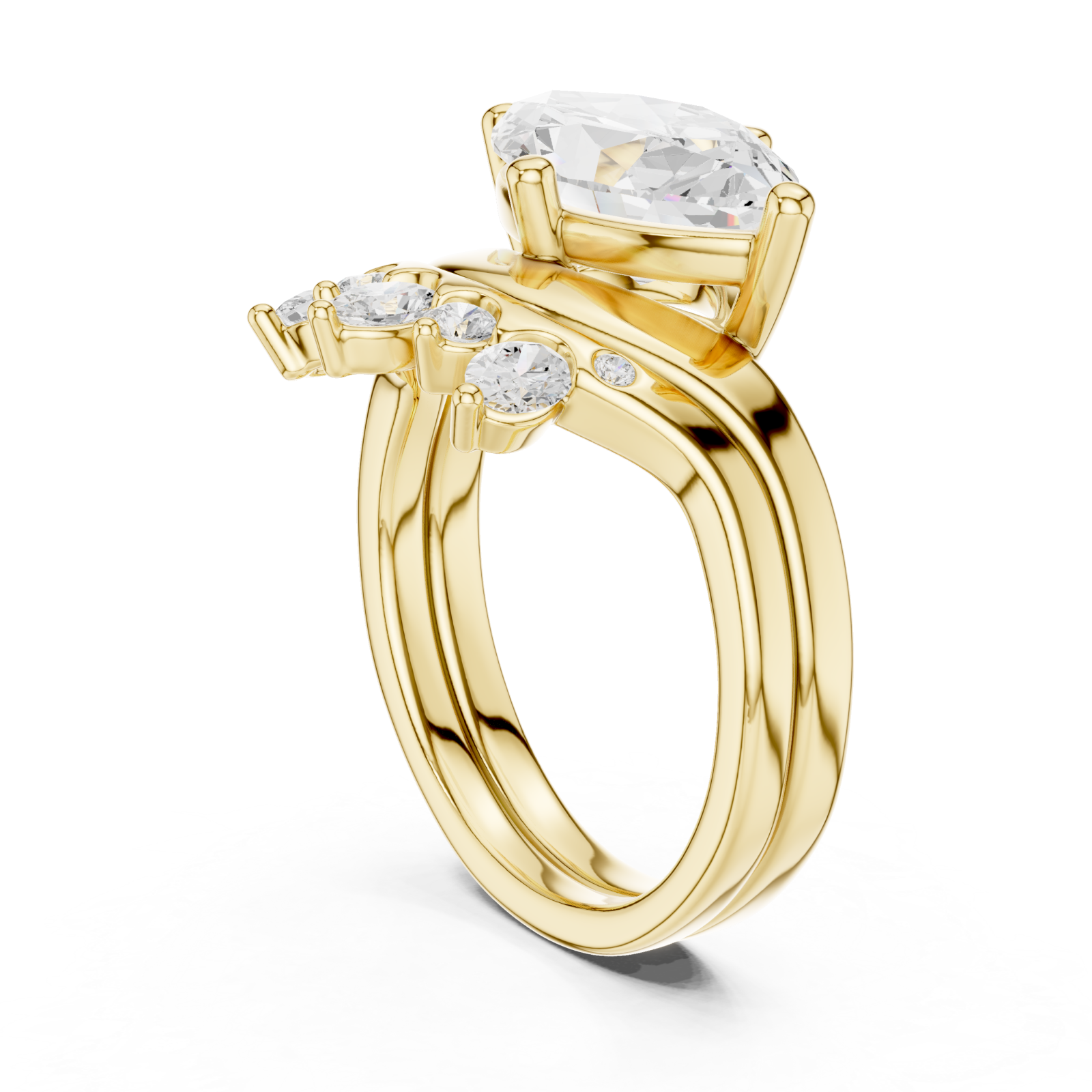  Gold Elegance Arched Marquise Statement Ring Left View