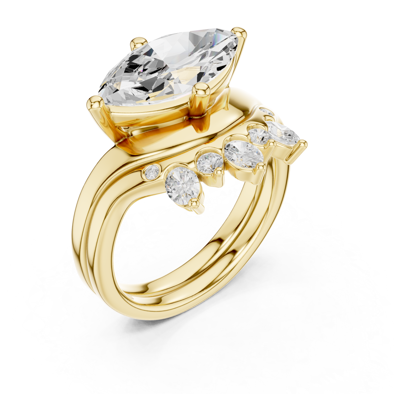 Gold Elegance Arched Marquise Statement Ring Right View