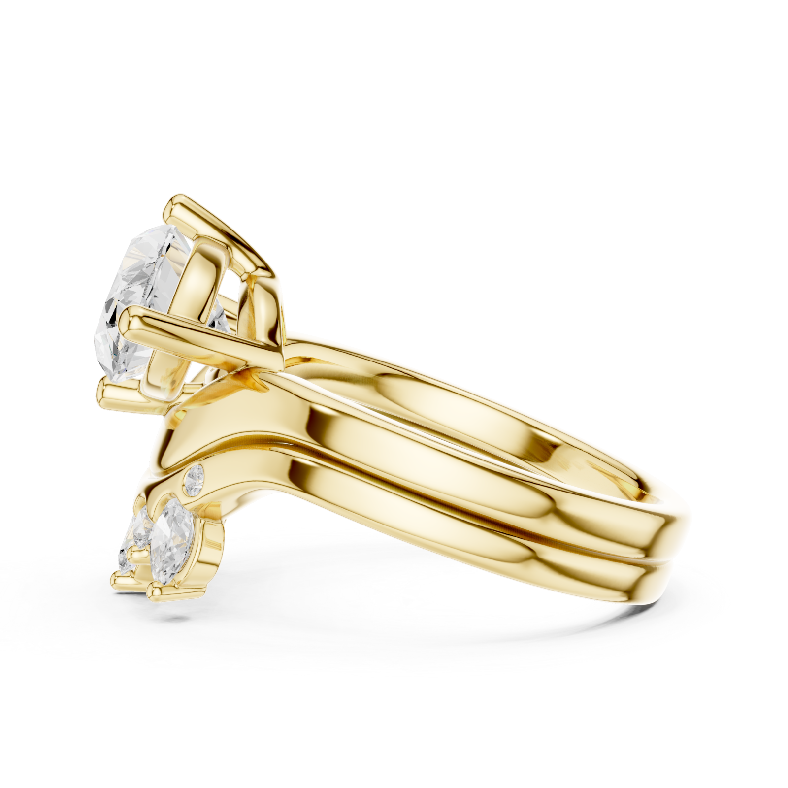  Gold Elegance Arched Marquise Statement Ring Side View