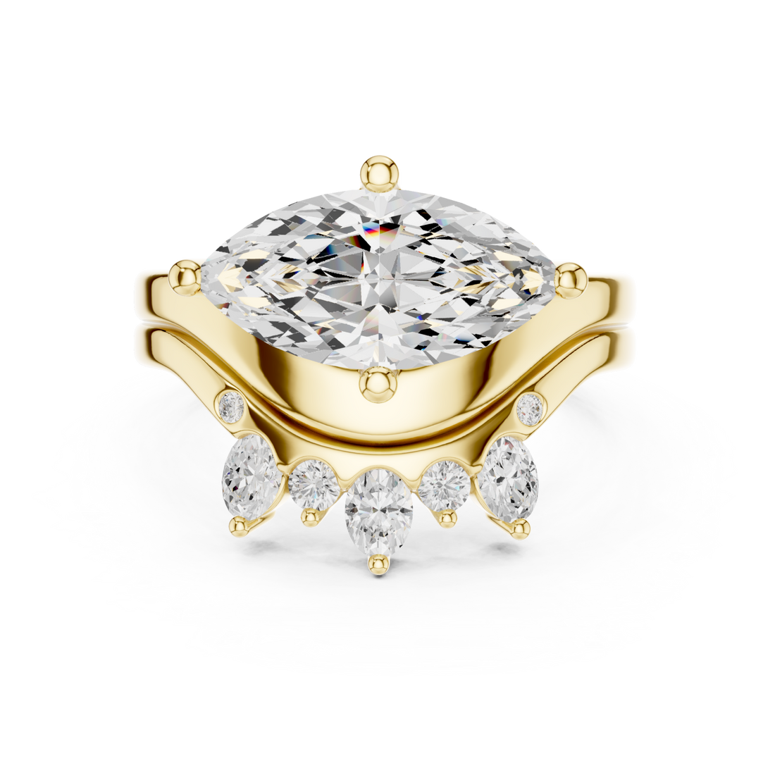 Gold Elegance Arched Marquise Statement Ring Right View