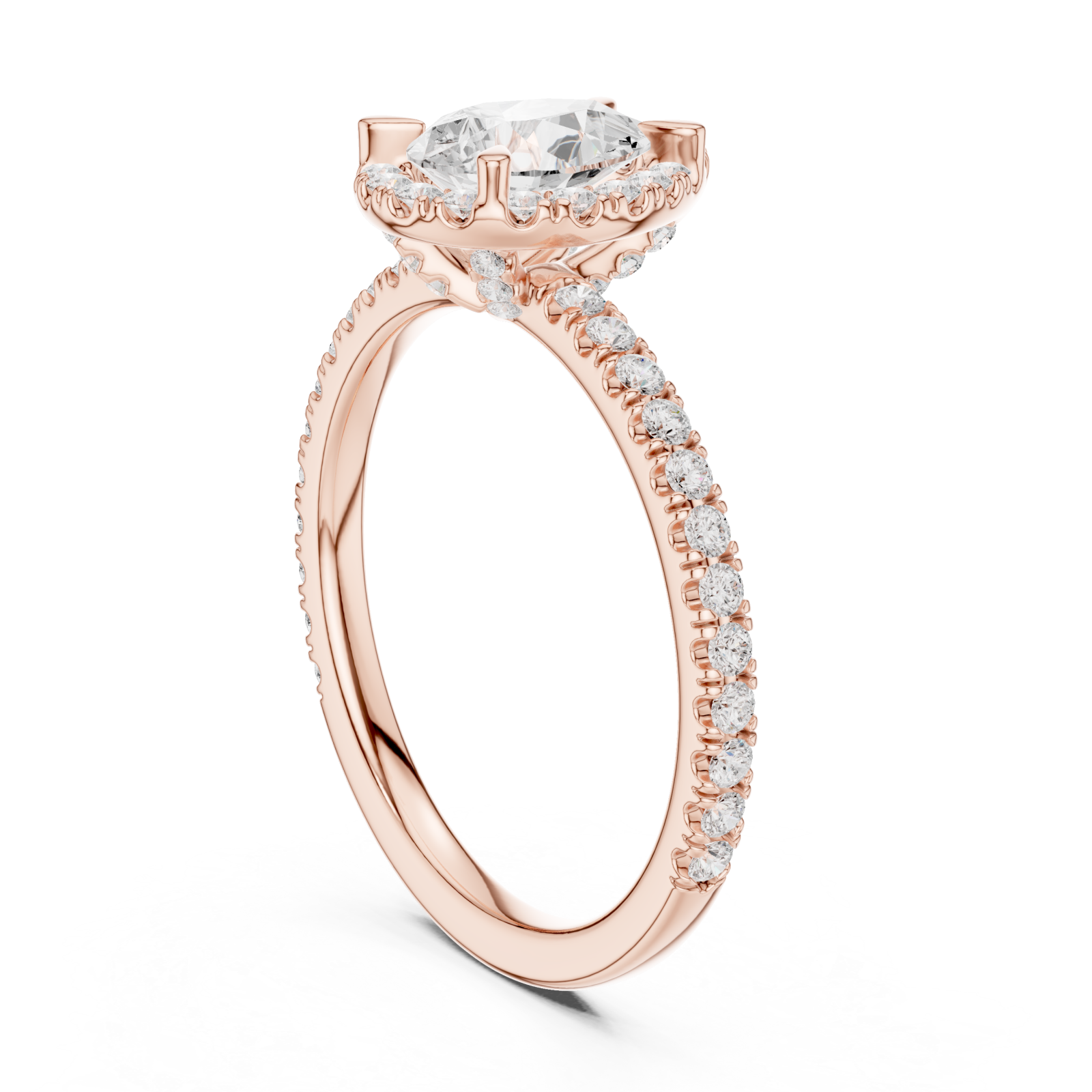  Rose Gold Gleaming Whisper Solitaire Ring Left View