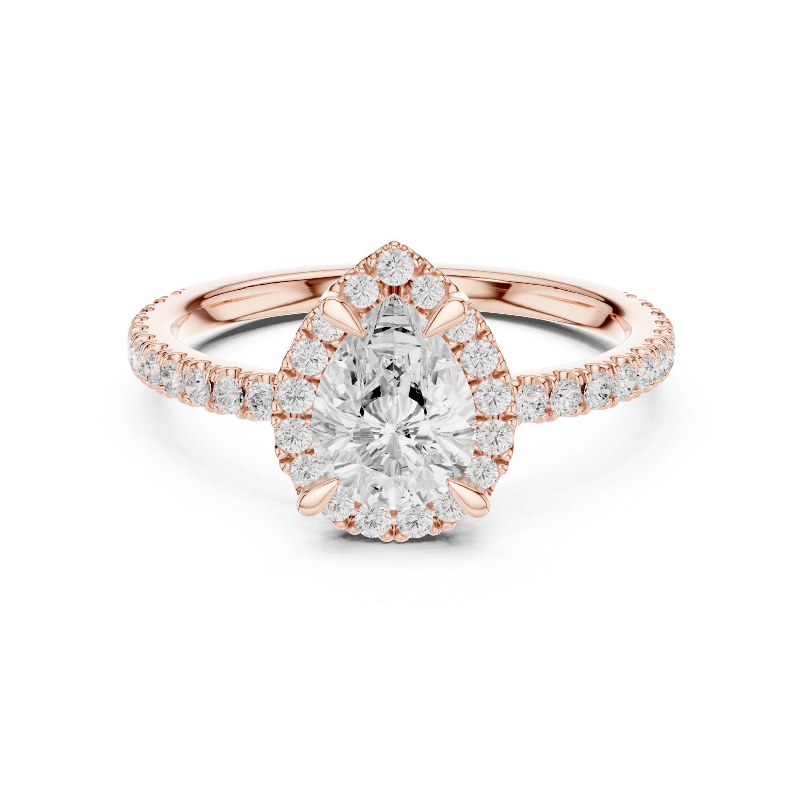  Rose Gold Gleaming Whisper Solitaire Ring Front View