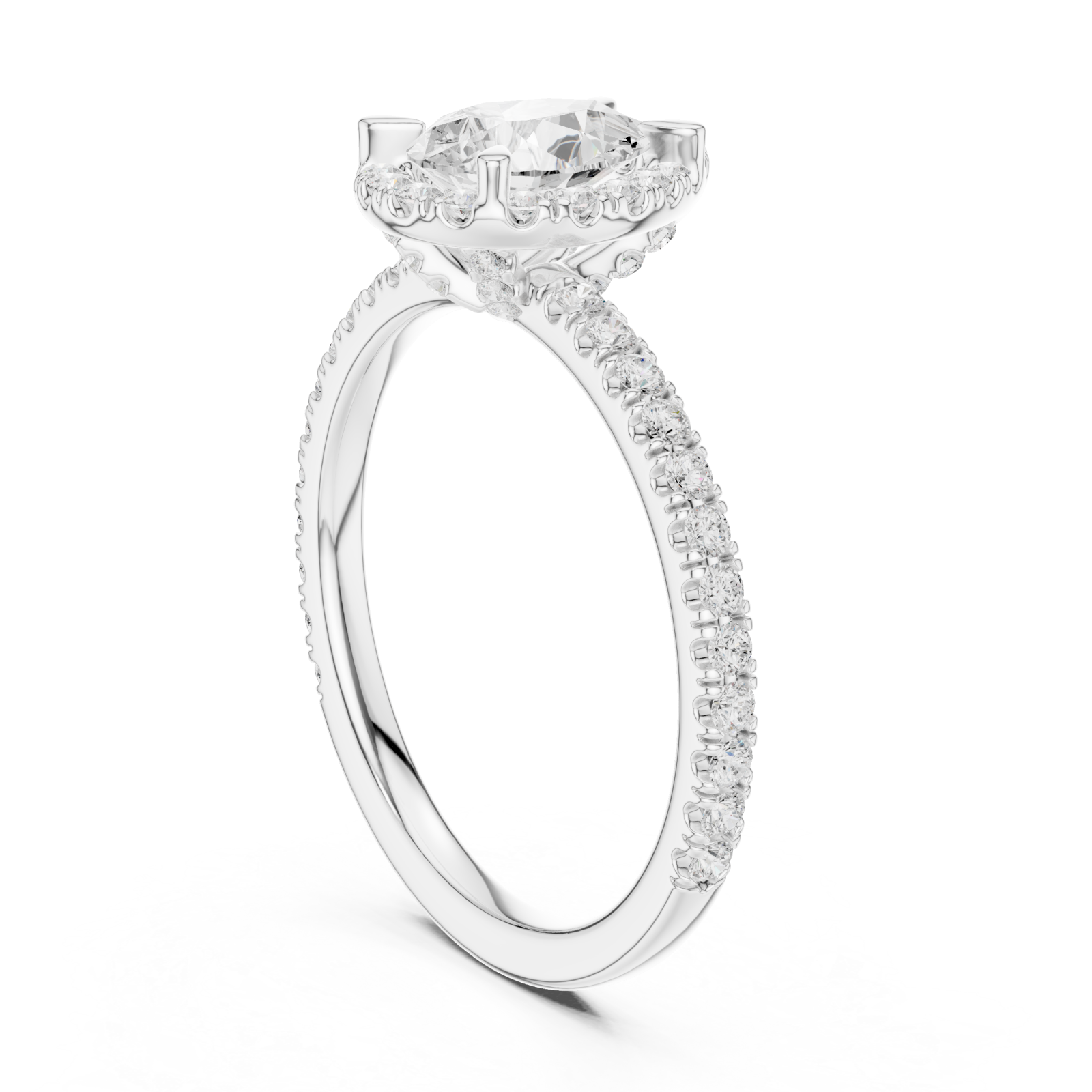  White Gold Gleaming Whisper Solitaire Ring Left View