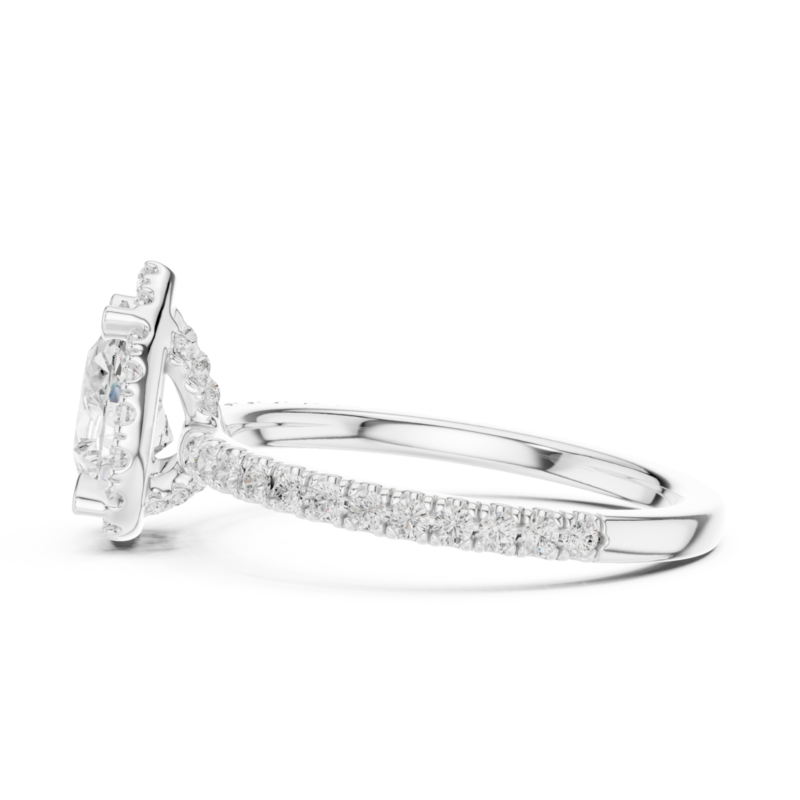 White Gold Gleaming Whisper Solitaire Ring Side View