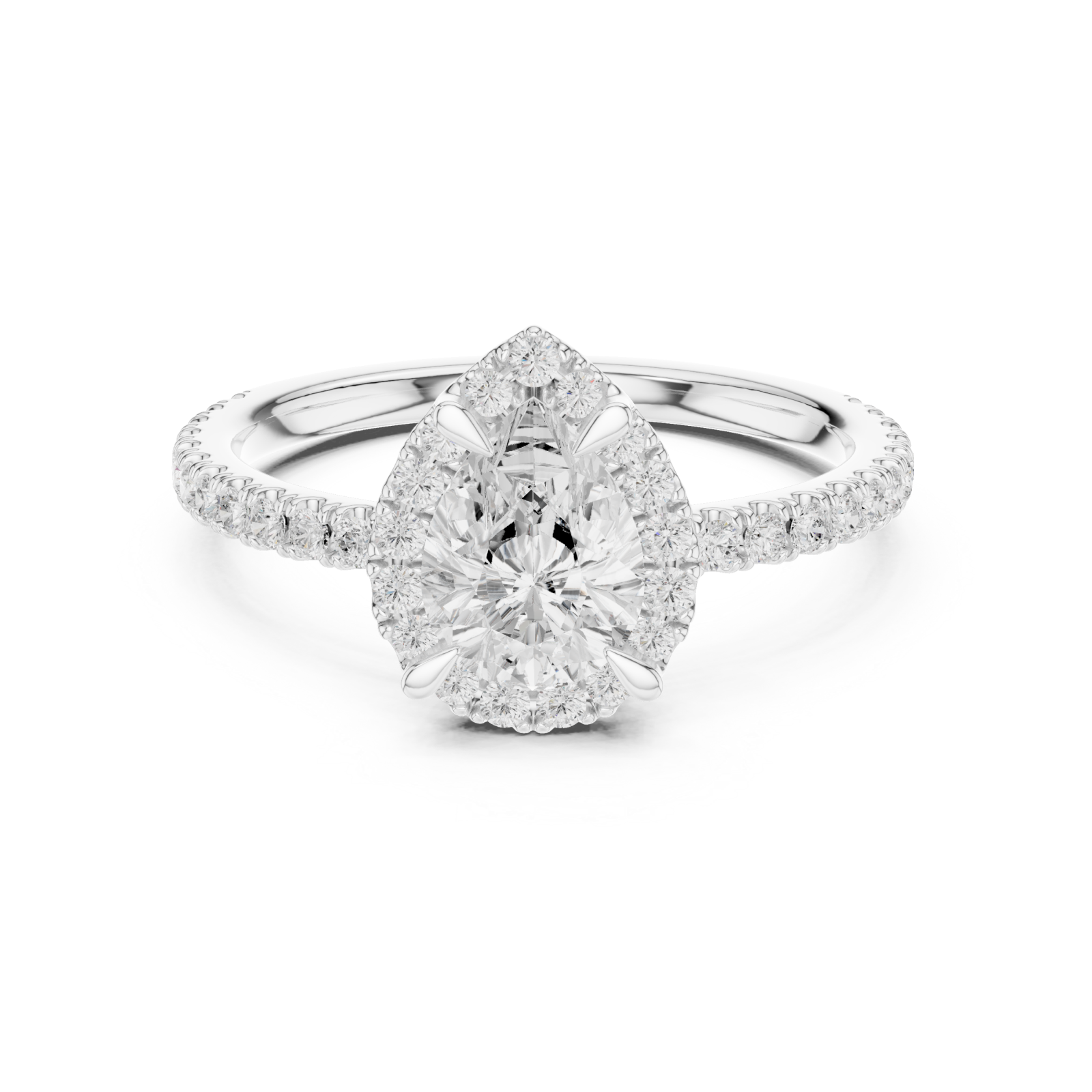  White Gold Gleaming Whisper Solitaire Ring Front View