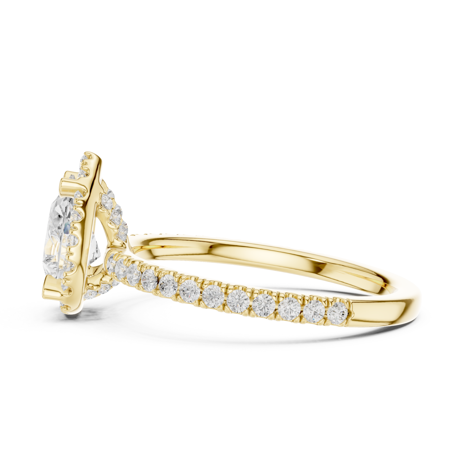  Gold Gleaming Whisper Solitaire Ring Side View