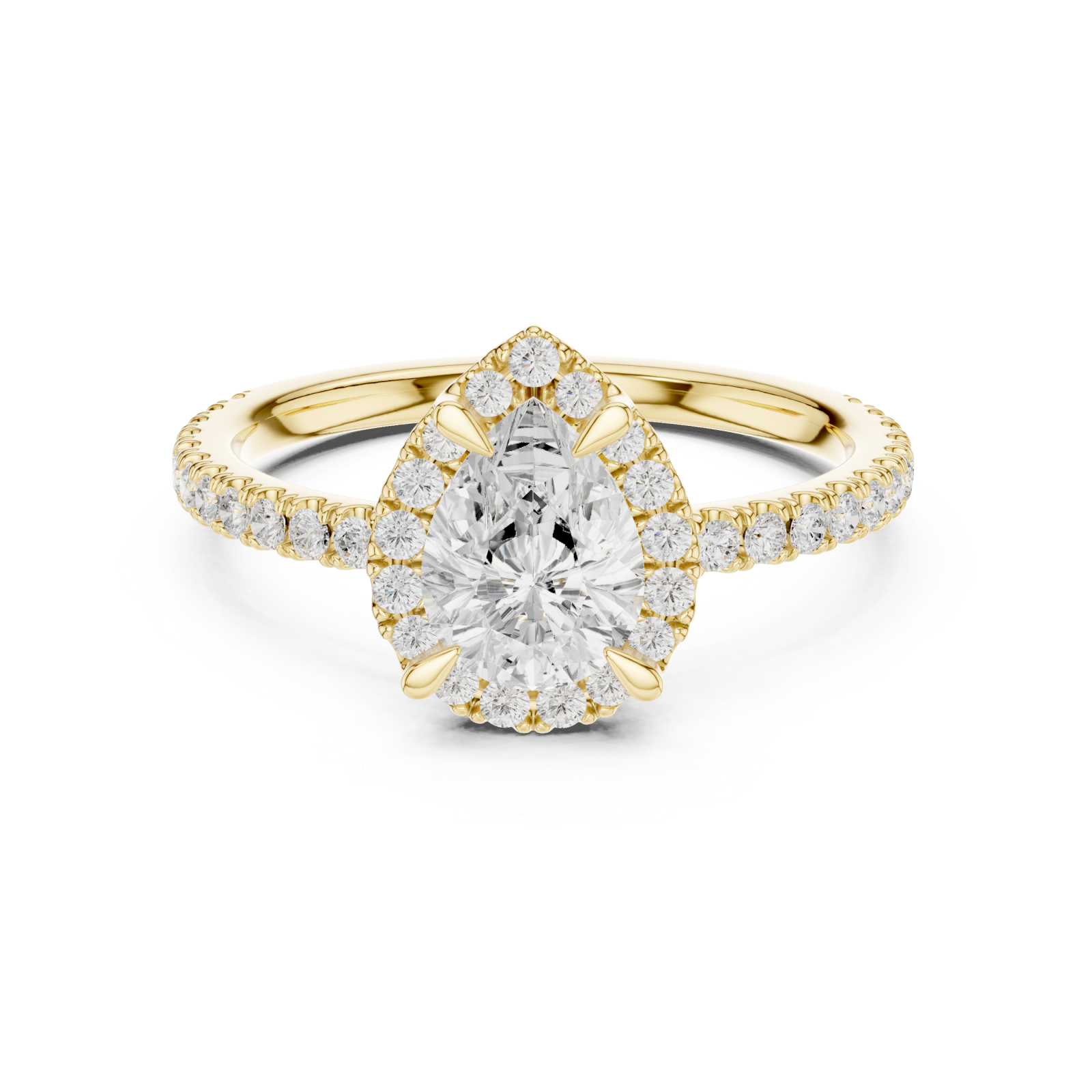  Gold Gleaming Whisper Solitaire Ring Front View