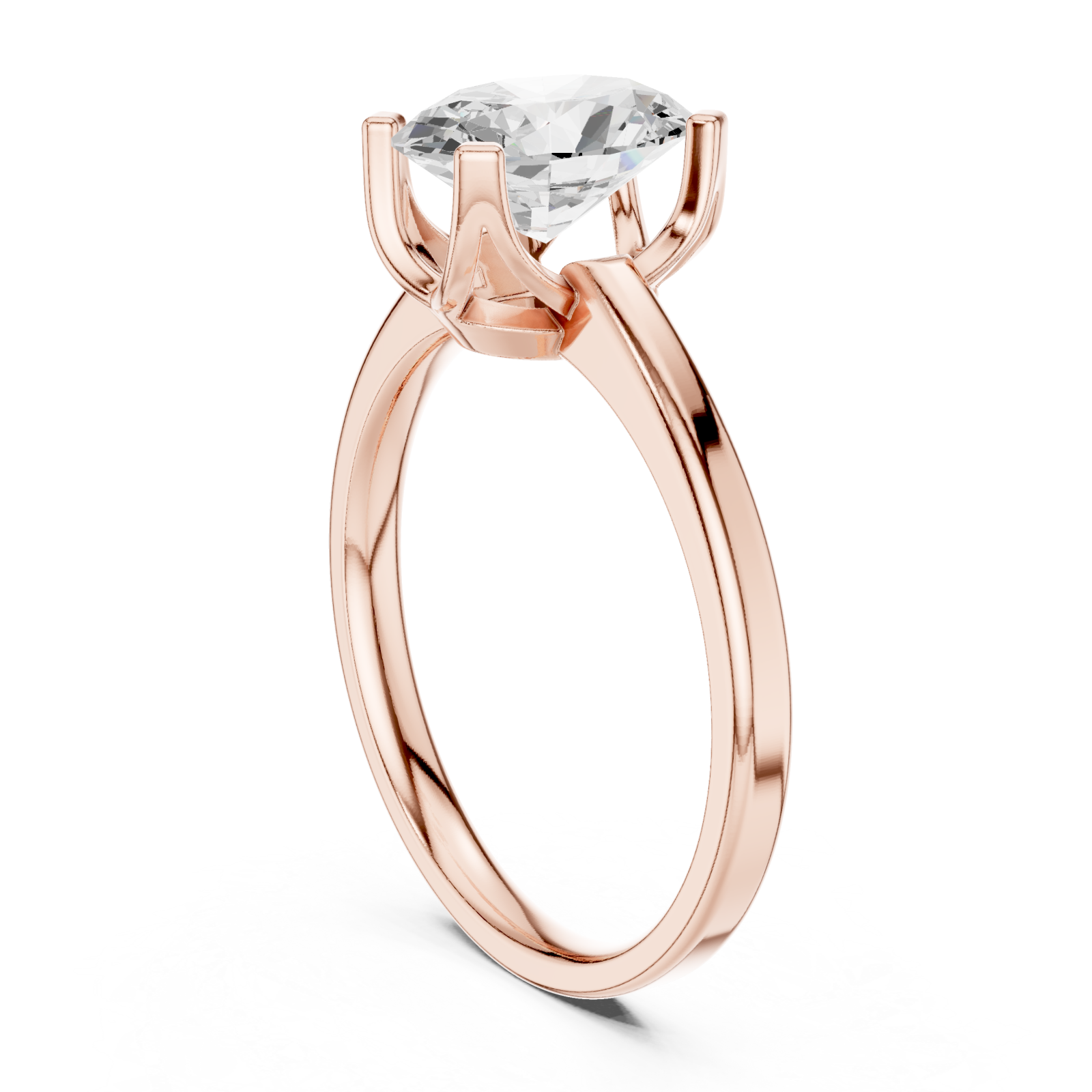 Rose Gold Luminous Crest Solitaire Ring Left View