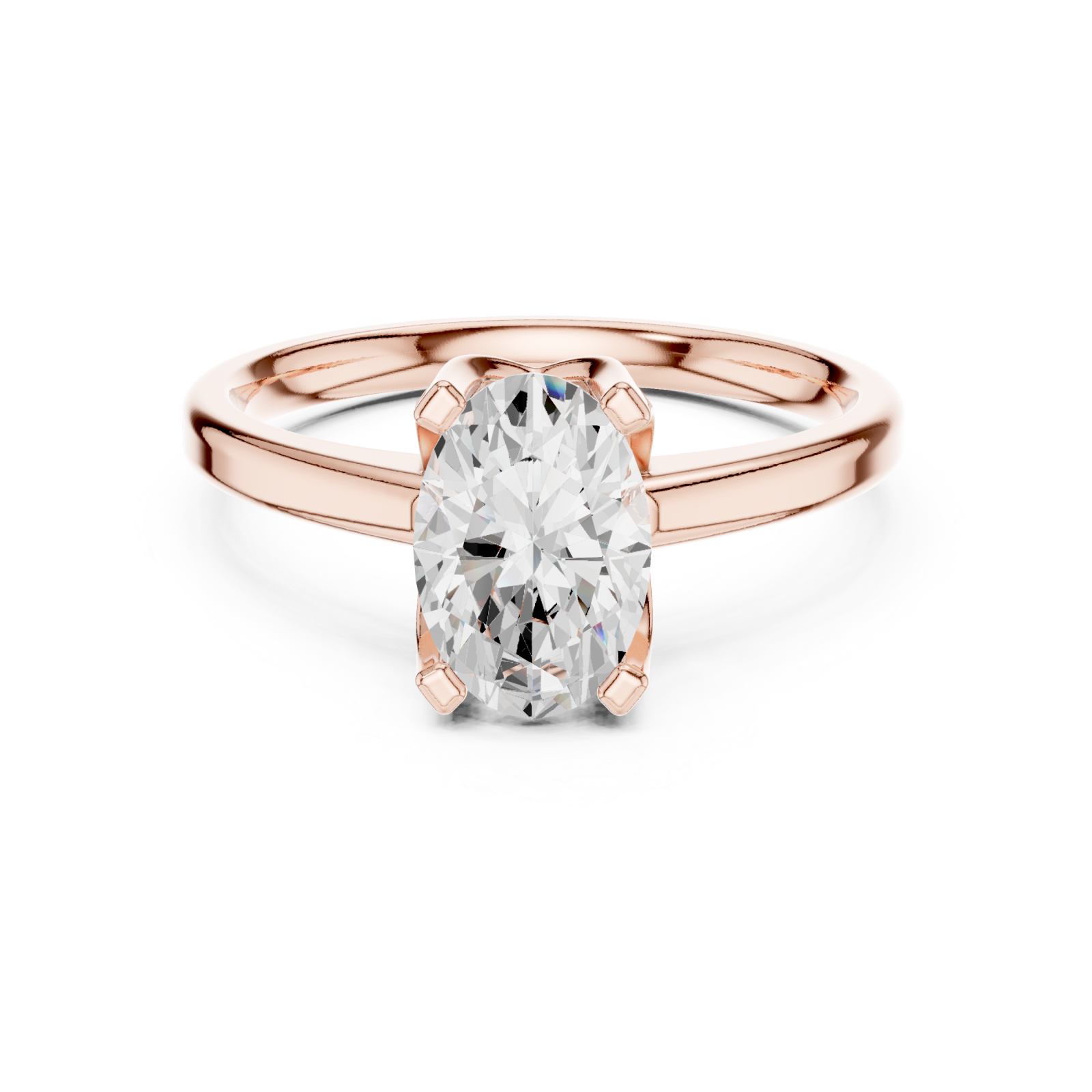  Rose Gold Luminous Crest Solitaire Ring Front View