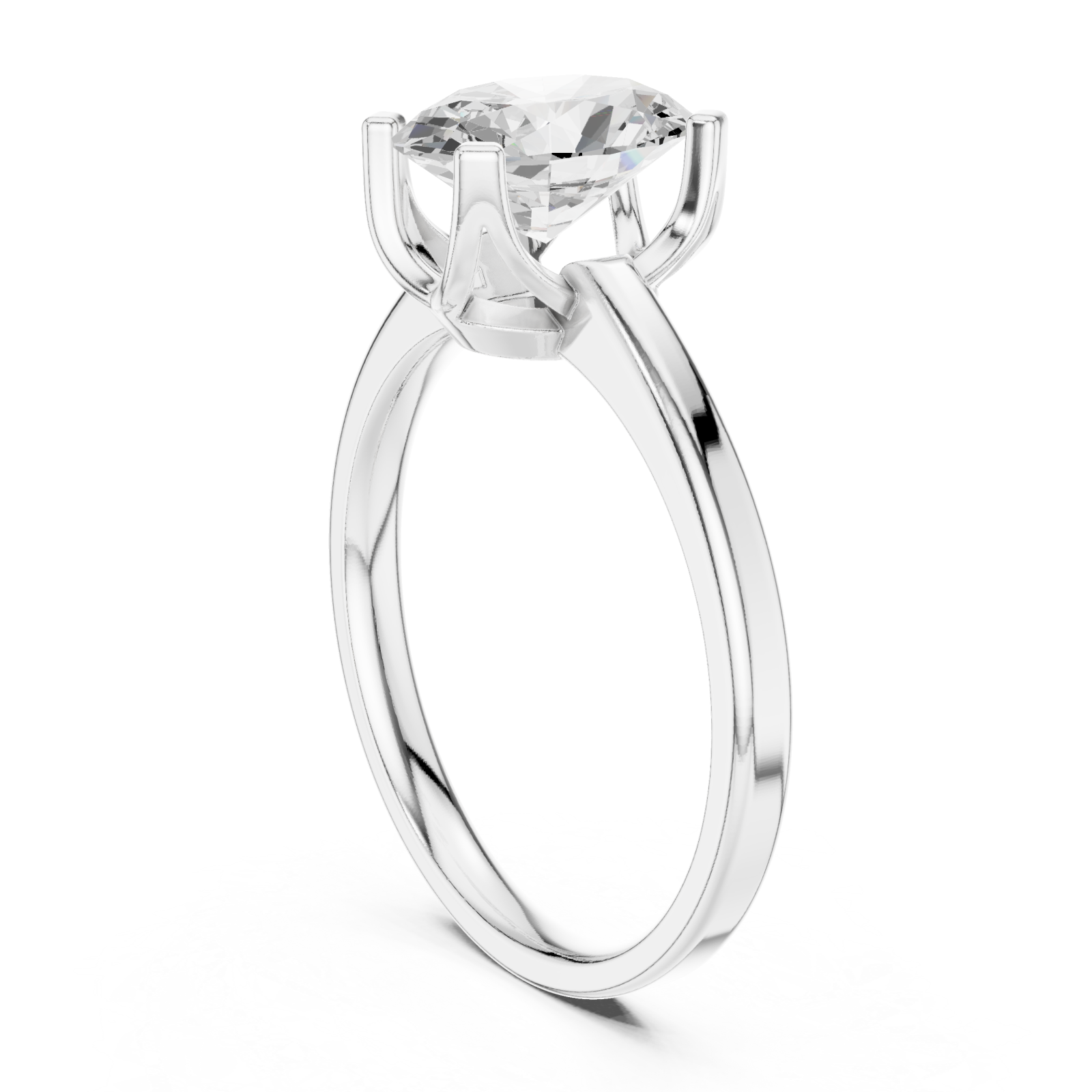  White Gold Luminous Crest Solitaire Ring Left View
