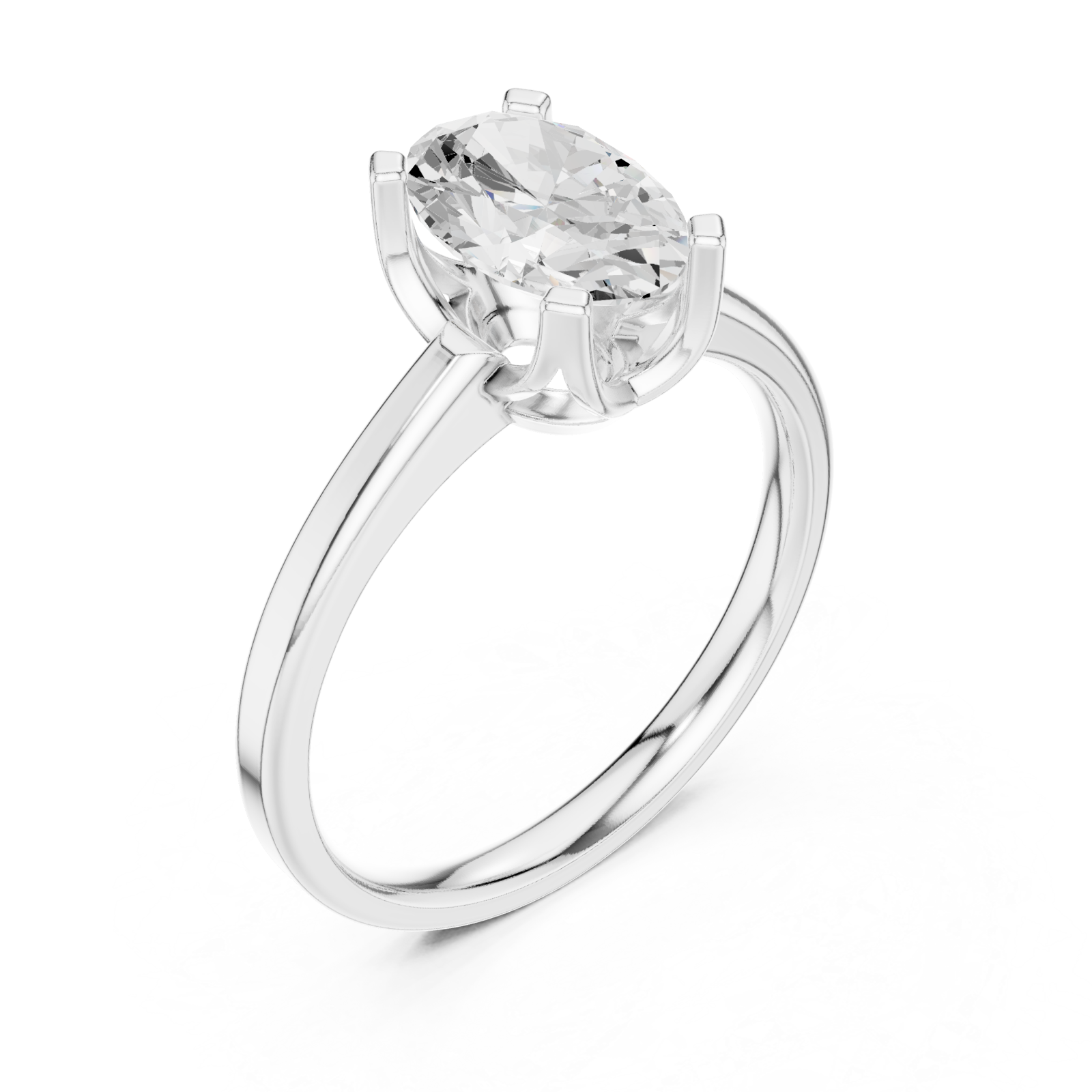 White Gold Luminous Crest Solitaire Ring Right View