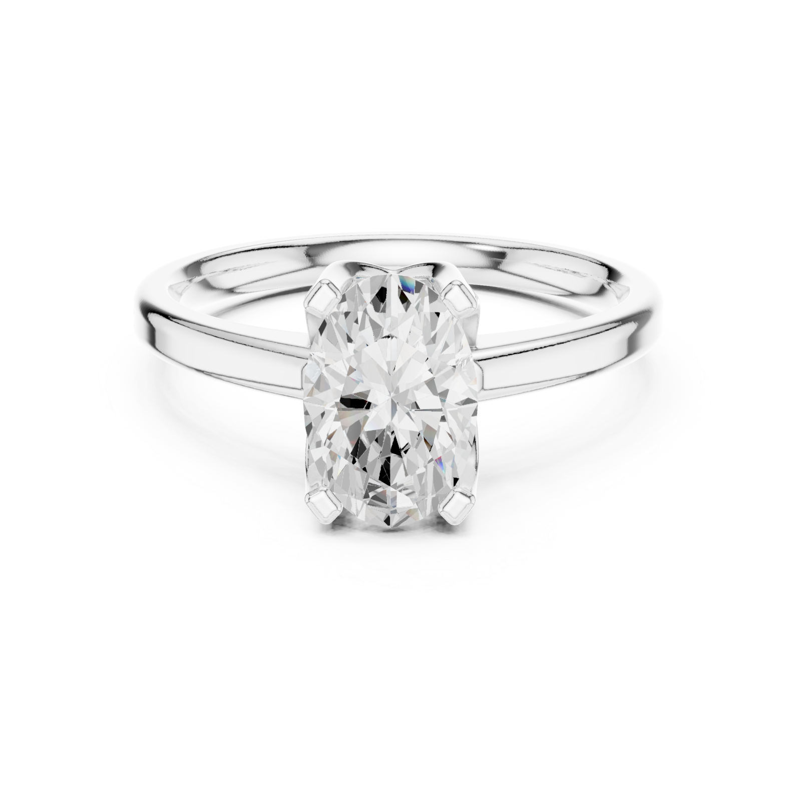  White Gold Luminous Crest Solitaire Ring Front View