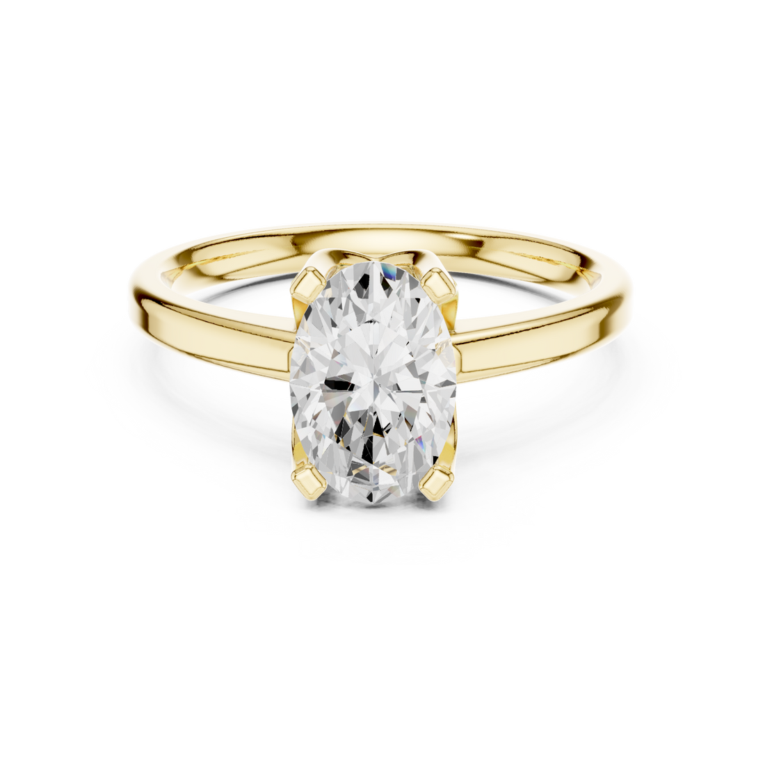 Gold Luminous Crest Solitaire Ring Right View