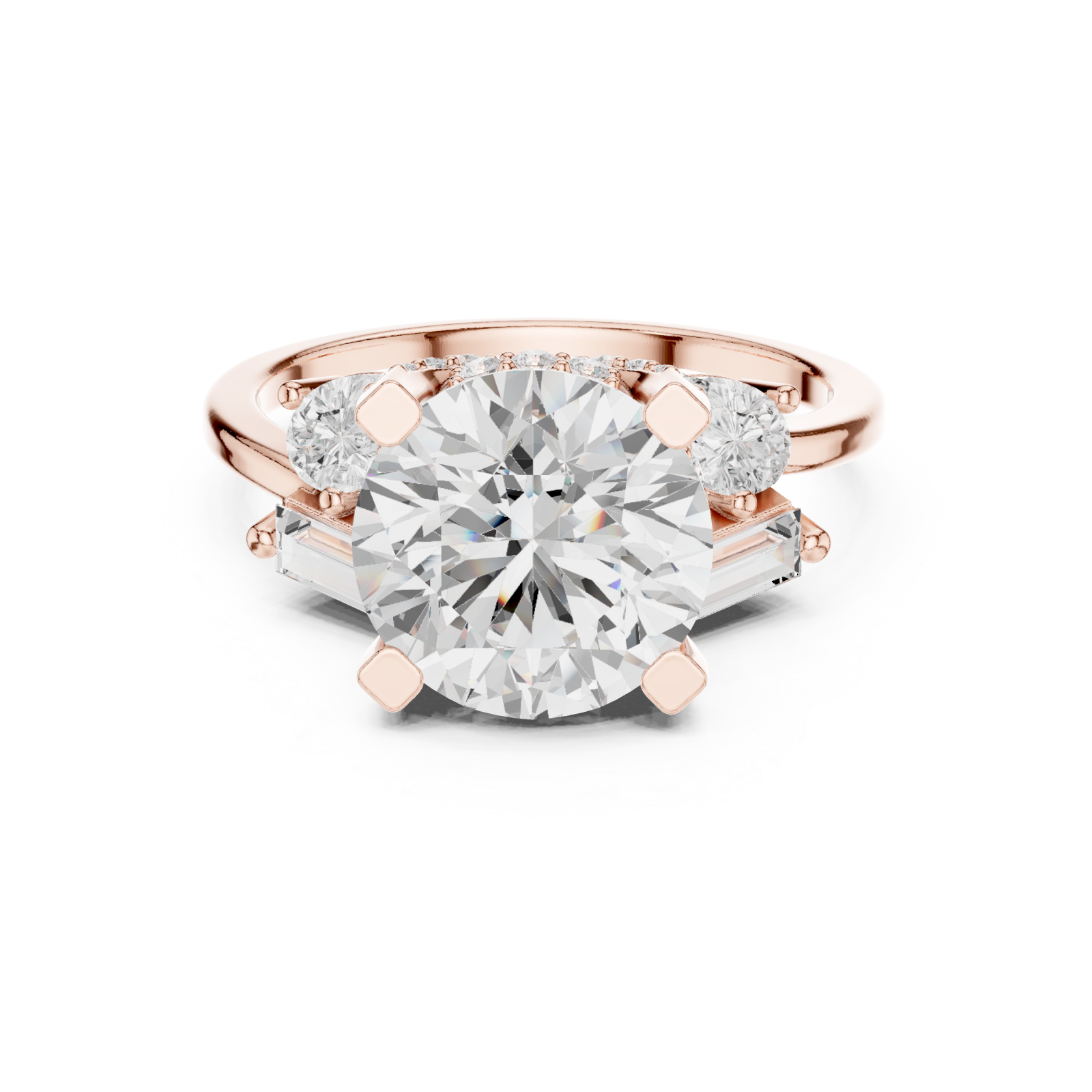  Rose Gold Radiant Blossom Couture Band Ring Front View