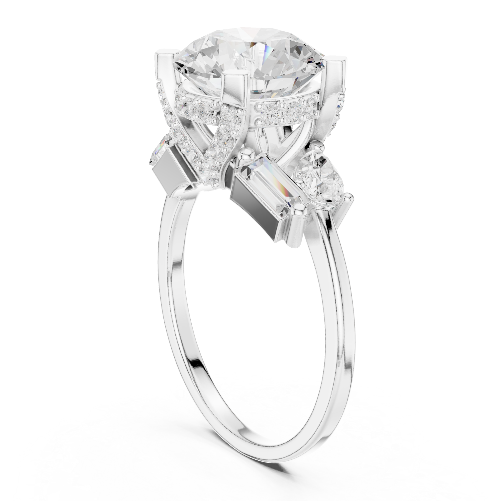  White Gold Radiant Blossom Couture Band Ring Left View