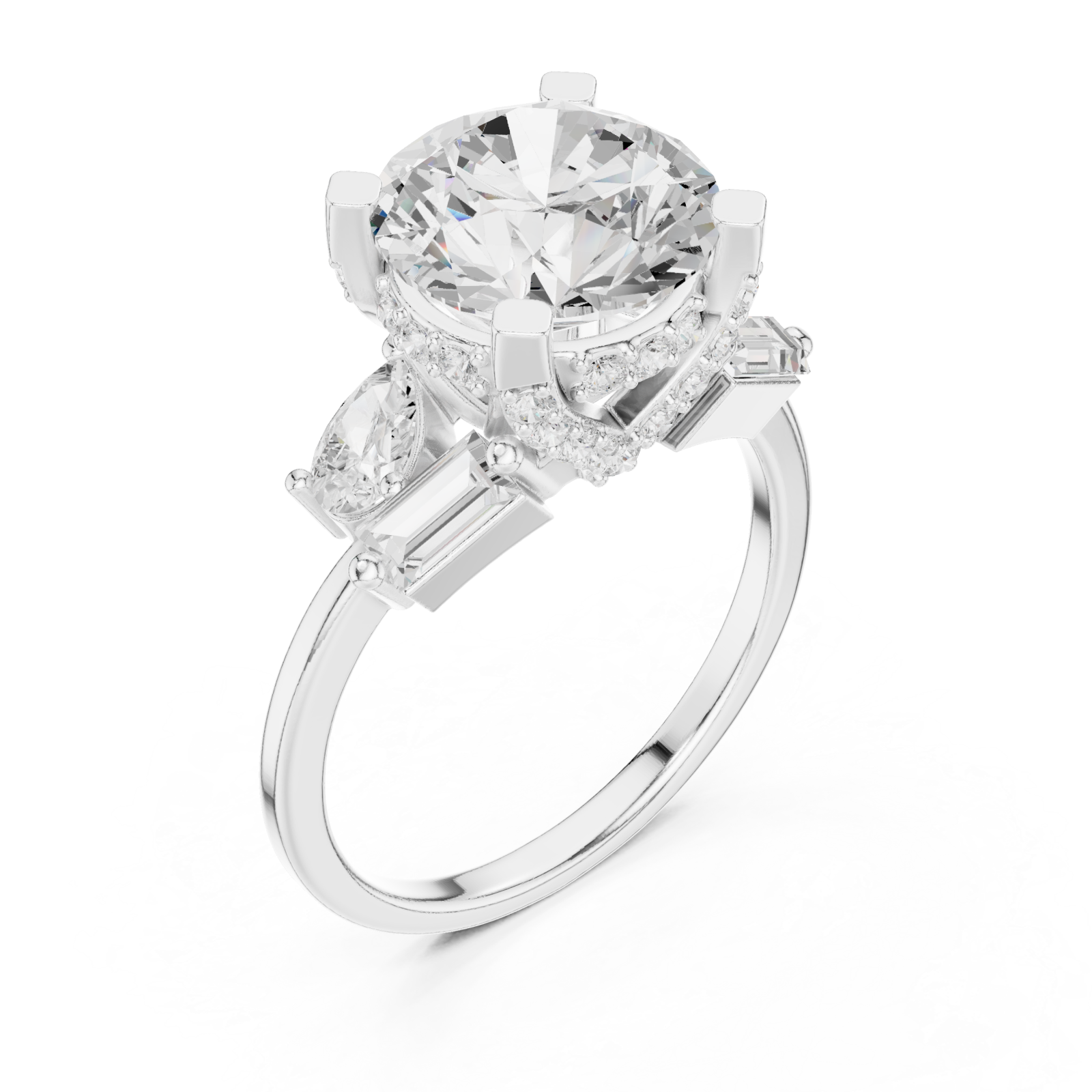  White Gold Radiant Blossom Couture Band Ring Right View