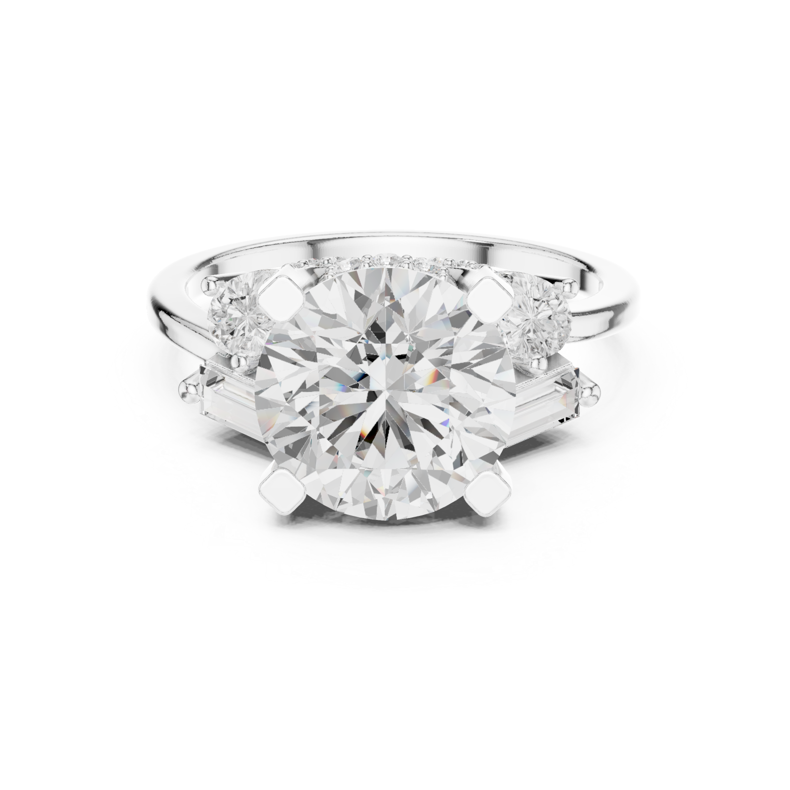 White Gold Radiant Blossom Couture Band Ring Front View