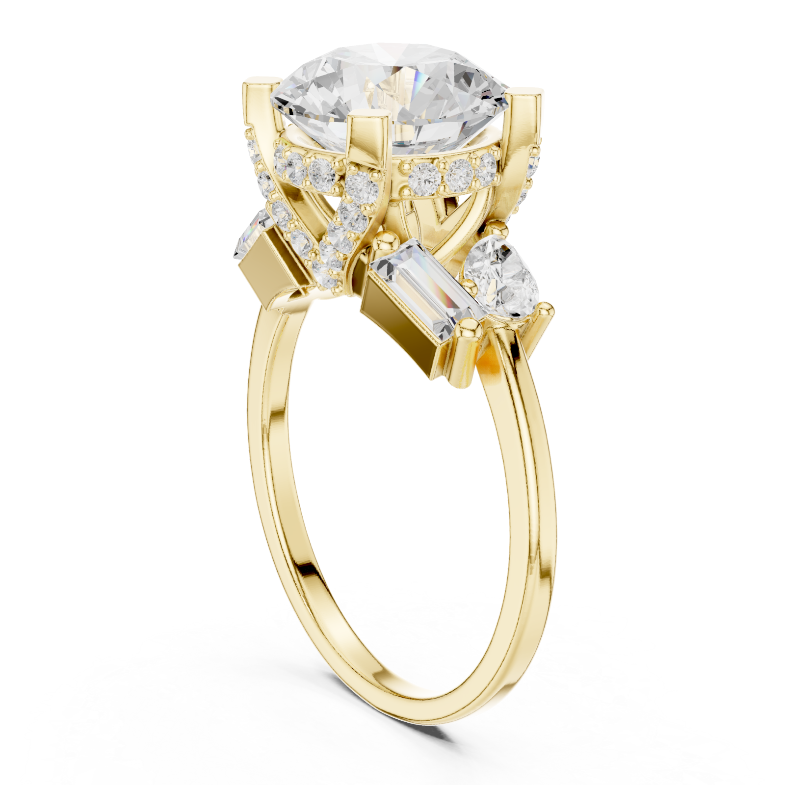 Gold Radiant Blossom Couture Band Ring Left View