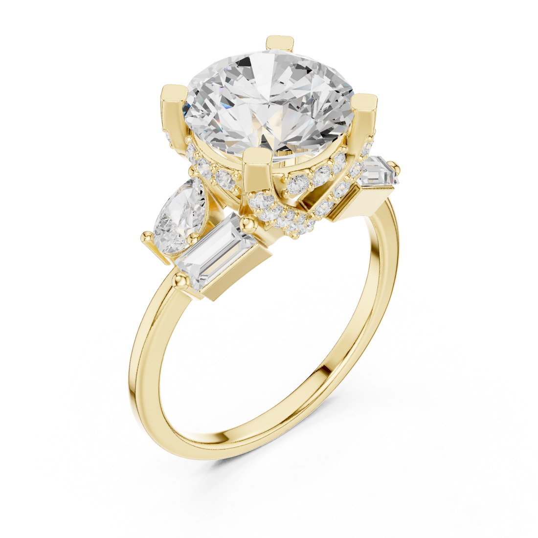 Gold Radiant Blossom Couture Band Ring Right View