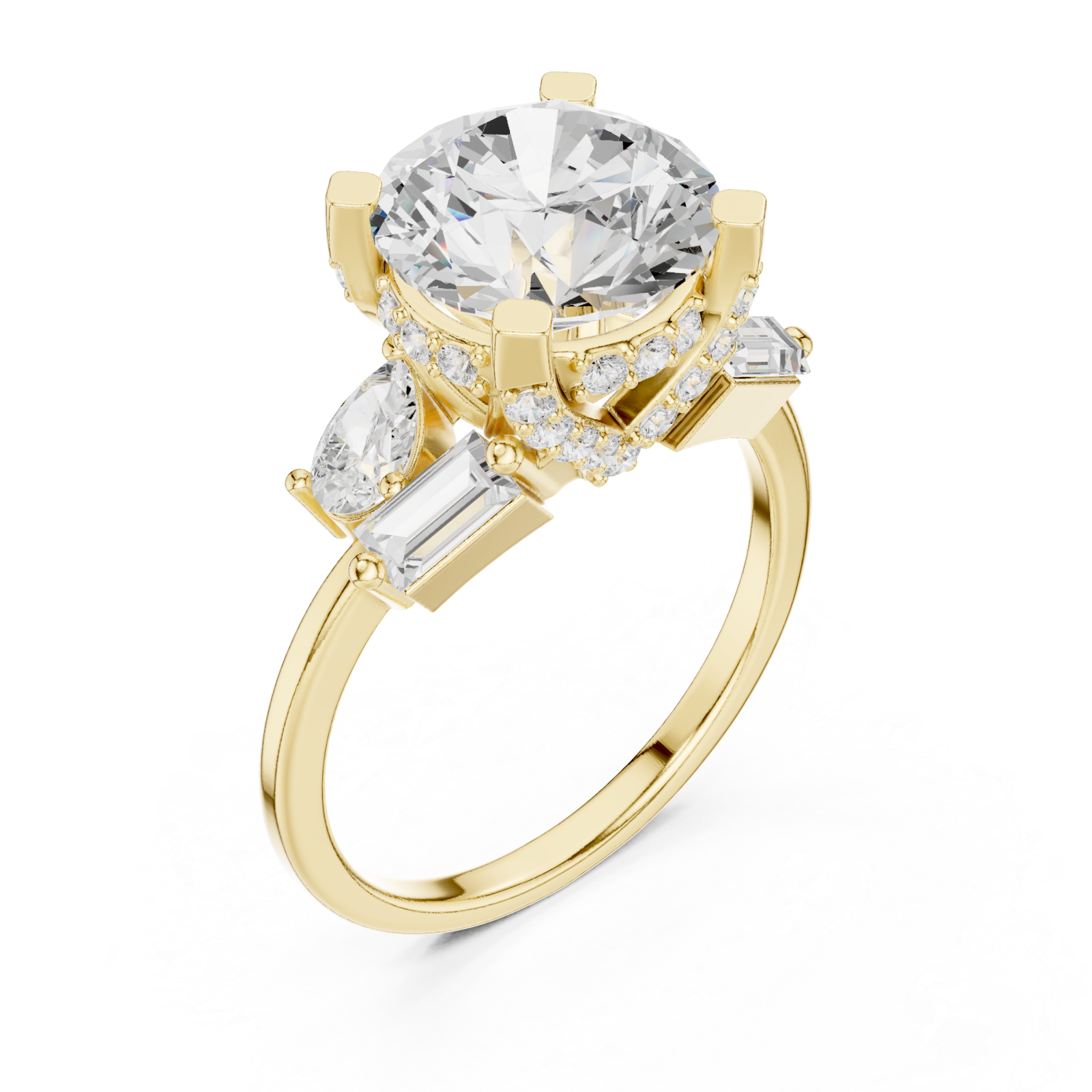 Gold Radiant Blossom Couture Band Ring Right View