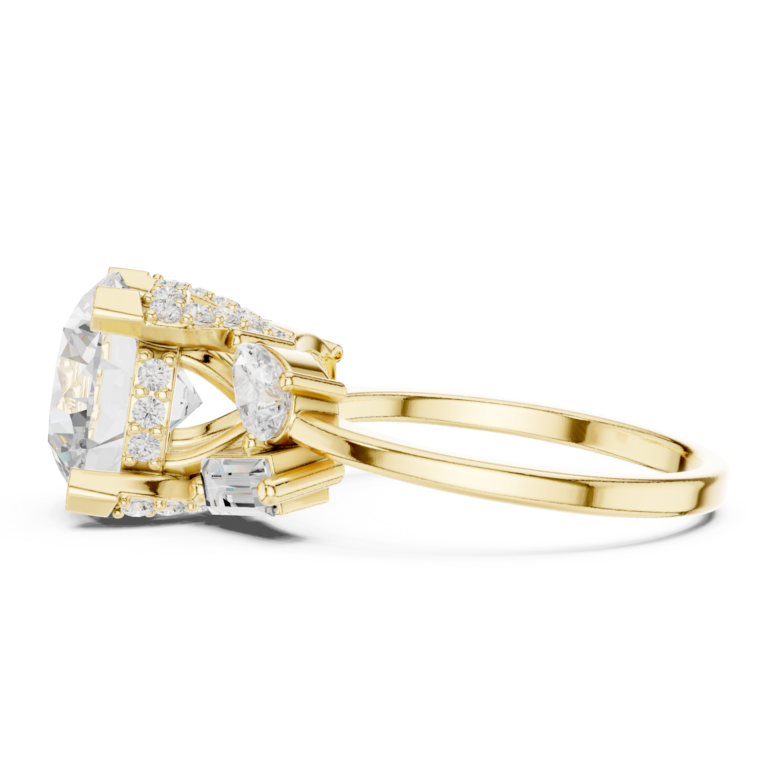  Gold Radiant Blossom Couture Band Ring Side View